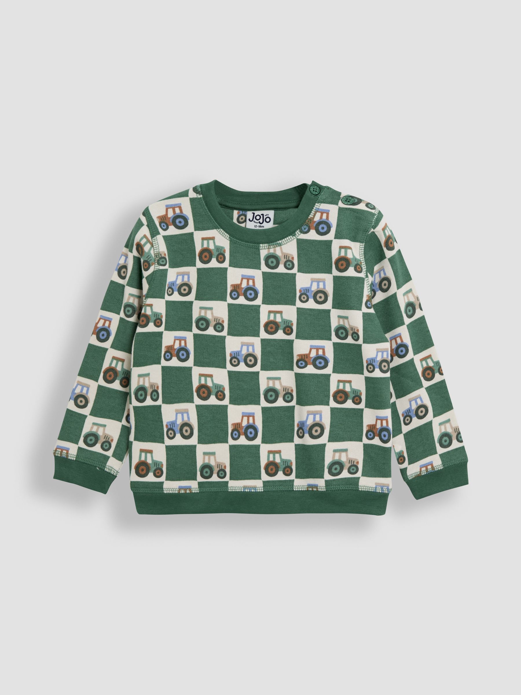 Green Checkerboard 100% Cotton Sweatshirt - Image 1 of 3