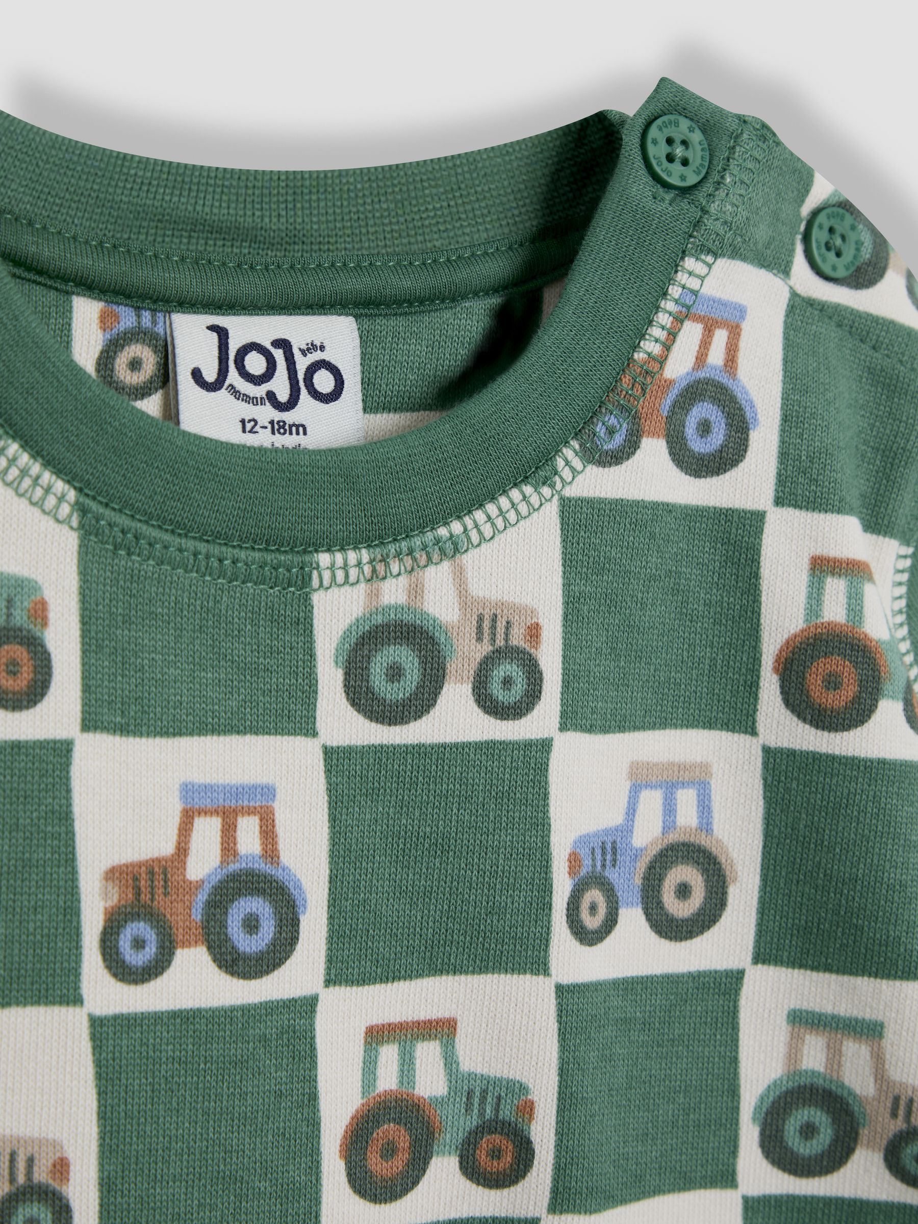 Green Checkerboard 100% Cotton Sweatshirt - Image 3 of 3