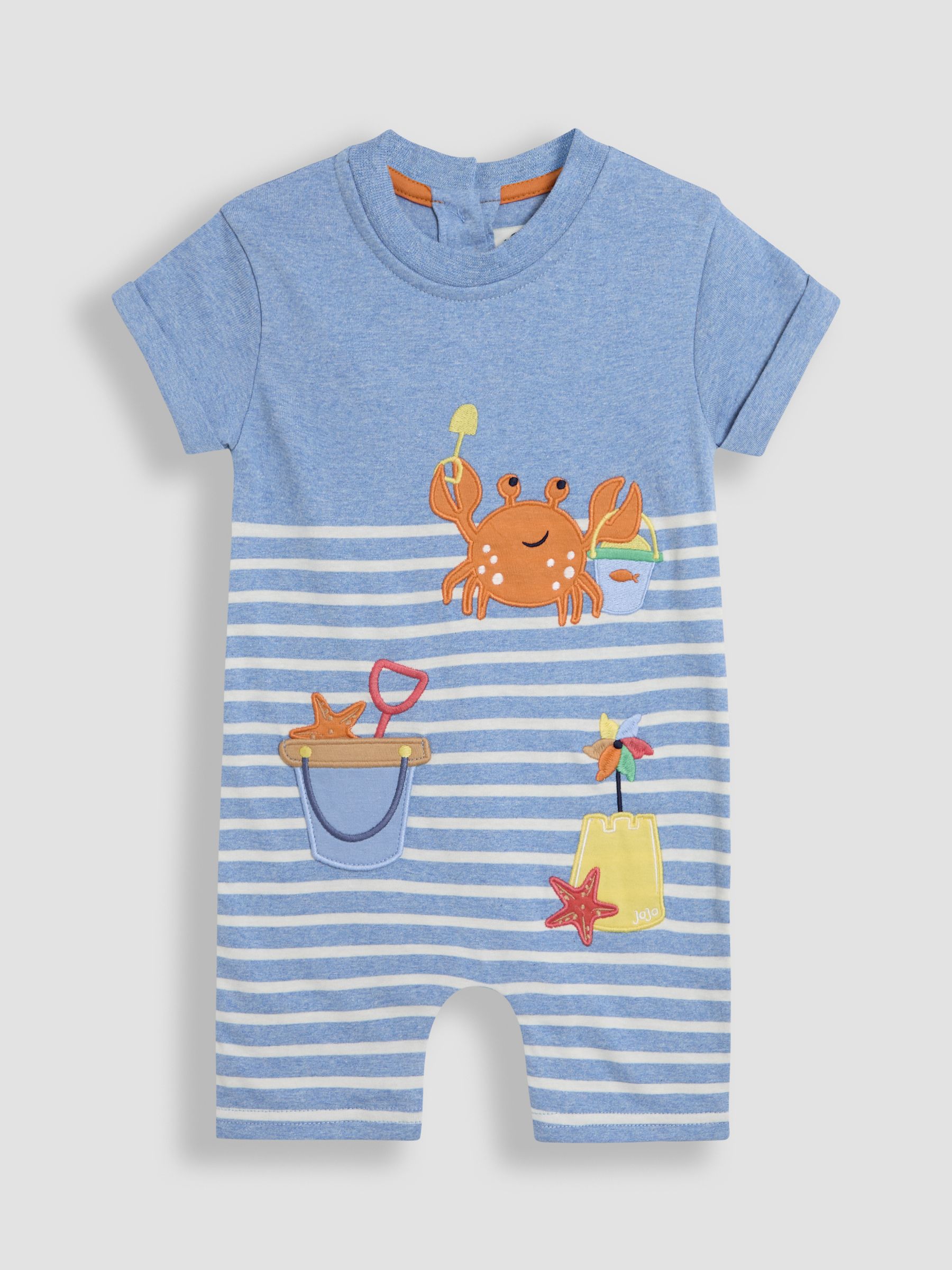 Blue Marl Crab Appliqué Romper - Image 1 of 3