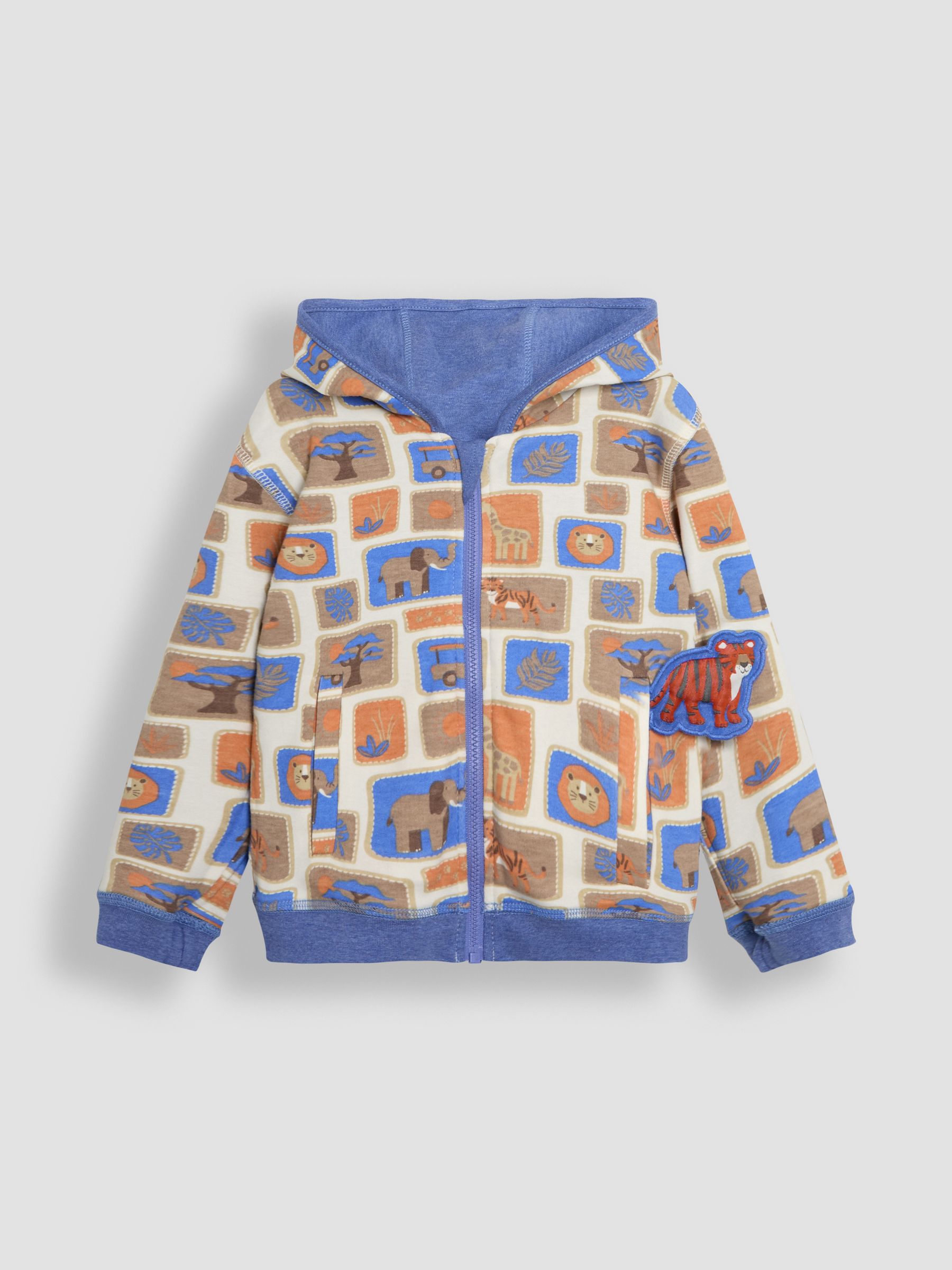 Denim Safari Animals Appliqué Reversible Hoodie - Image 5 of 8