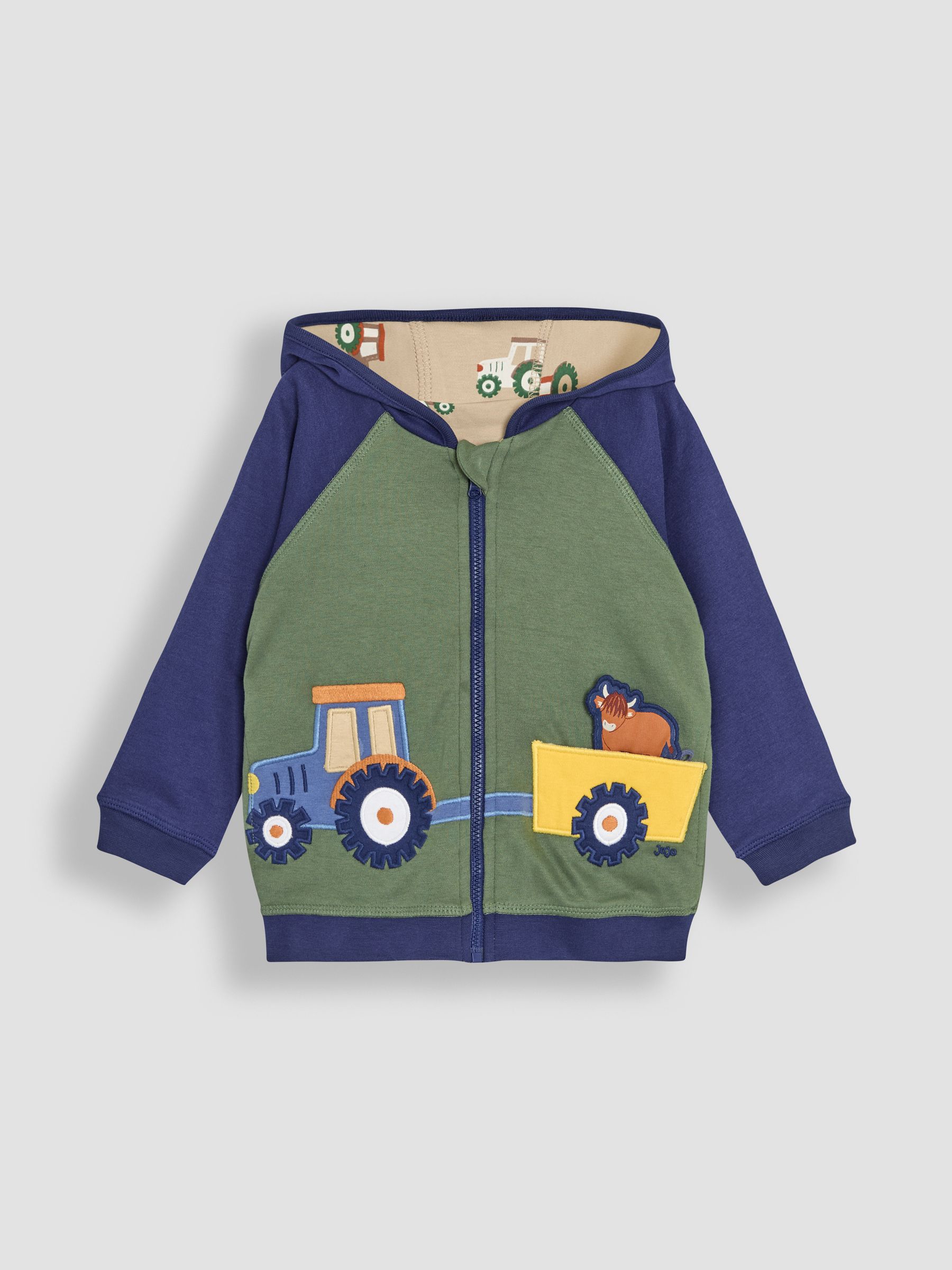 Navy Tractor Appliqué Reversible Hoodie - Image 2 of 8