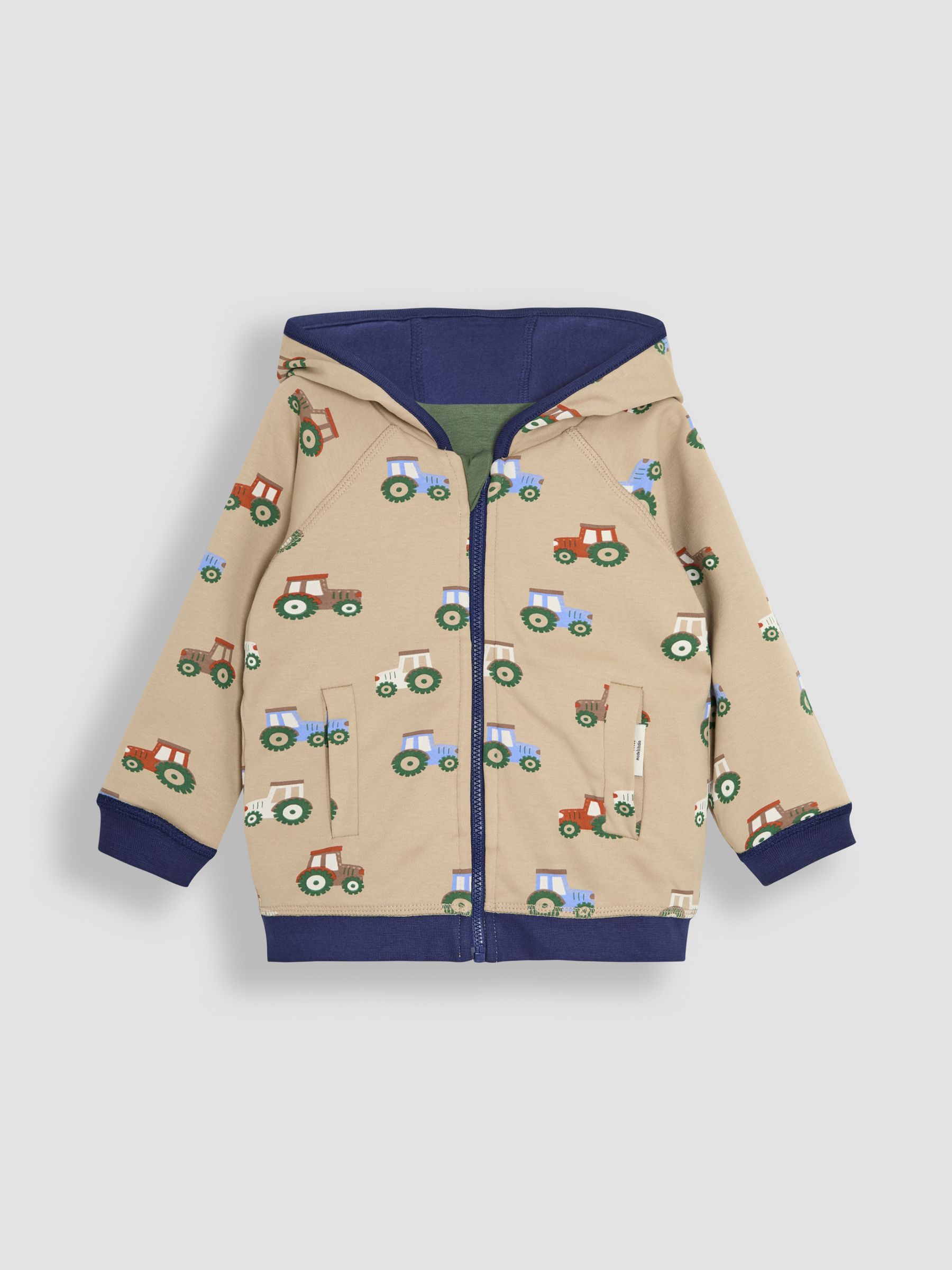 Navy Tractor Appliqué Reversible Hoodie - Image 4 of 8