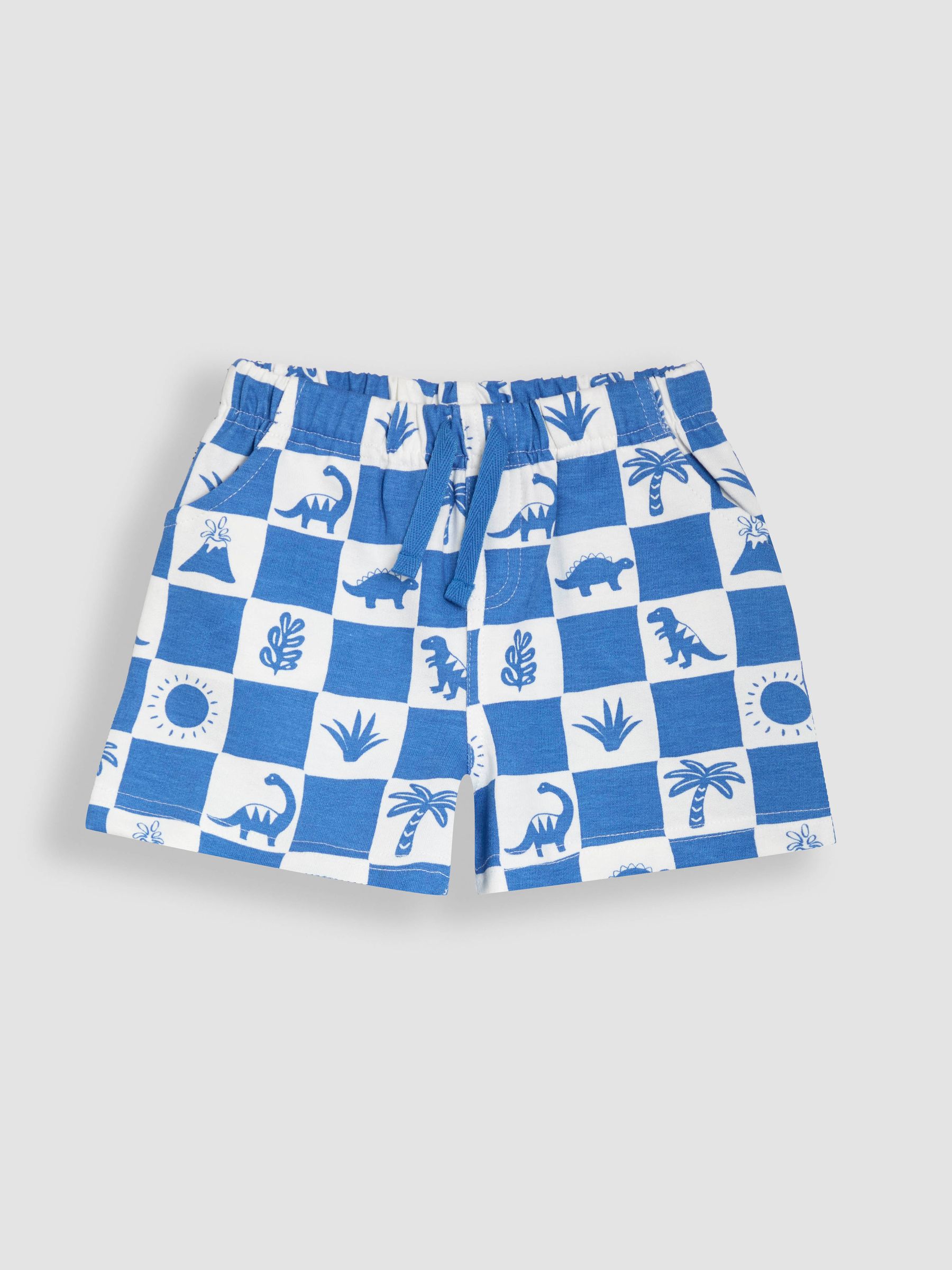 Blue Dino Printed and Plain Shorts 2 Pack - Image 2 of 5