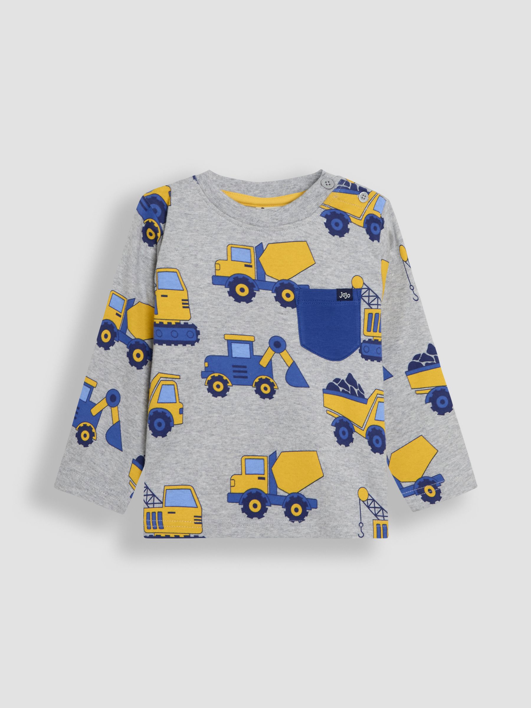 Grey & Yellow Printed & Plain 100% Cotton Tops 2 Pack - Image 4 of 7
