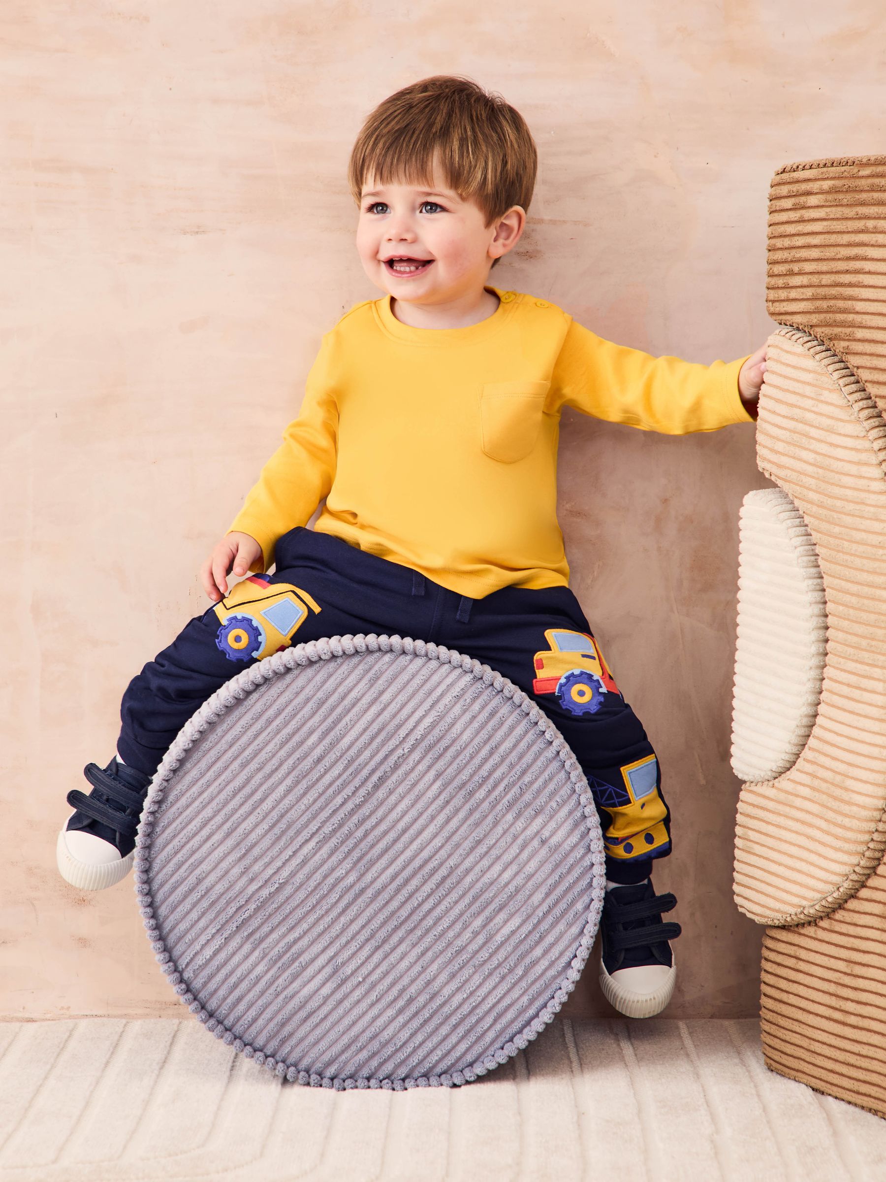 Grey & Yellow Printed & Plain 100% Cotton Tops 2 Pack - Image 6 of 7