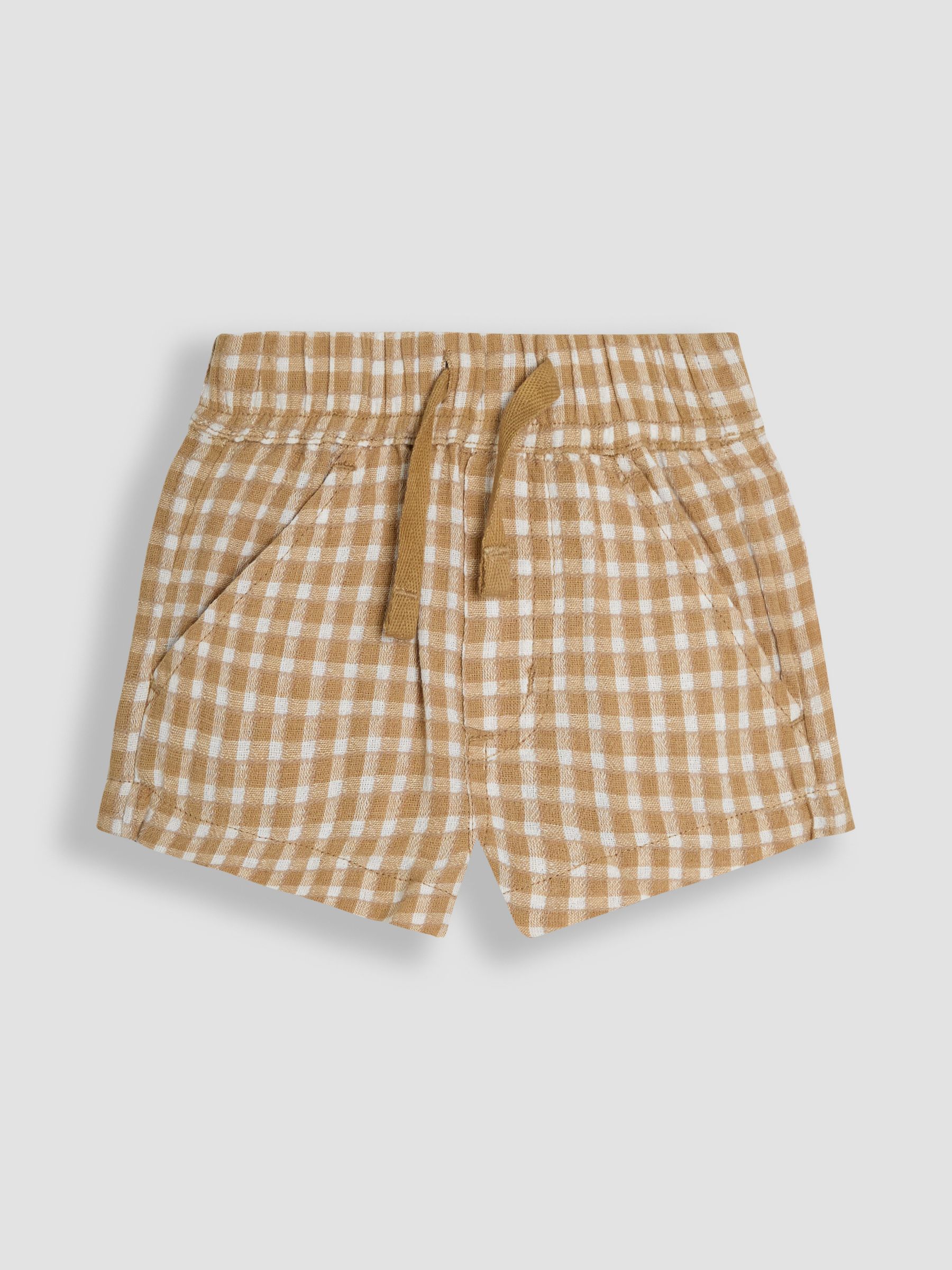 Muted Brown Check Textured Gingham Shorts - Image 1 of 3