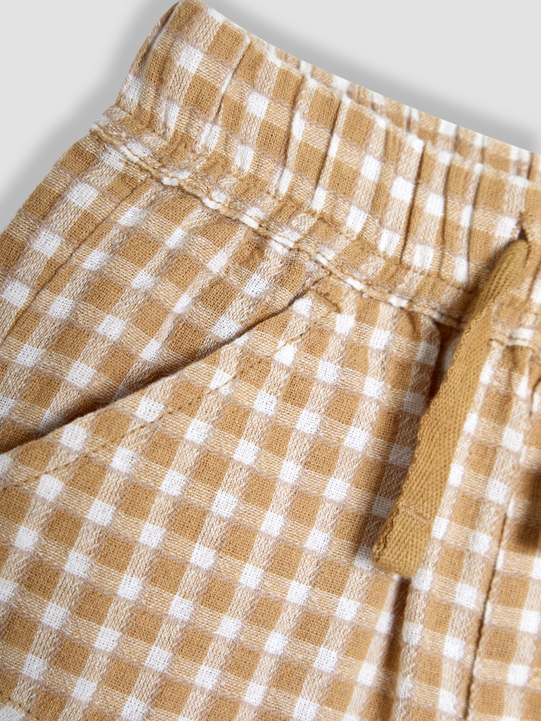 Muted Brown Check Textured Gingham Shorts - Image 3 of 3