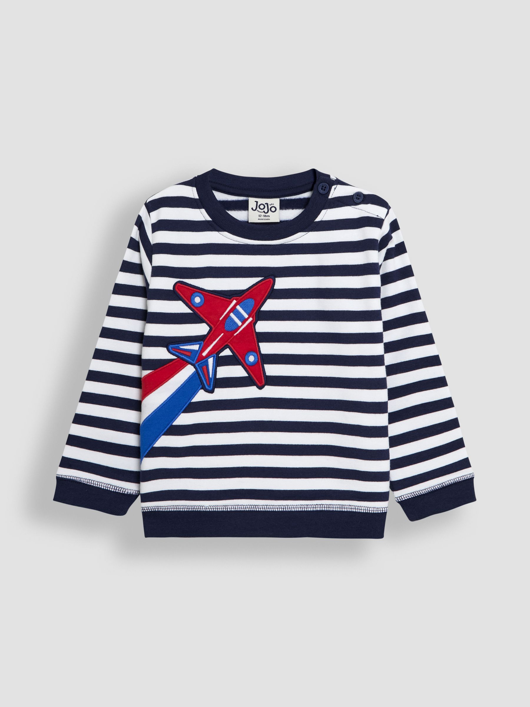 Navy Ecru Stripe Arrows Stripe 100% Cotton Sweatshirt - Image 1 of 3