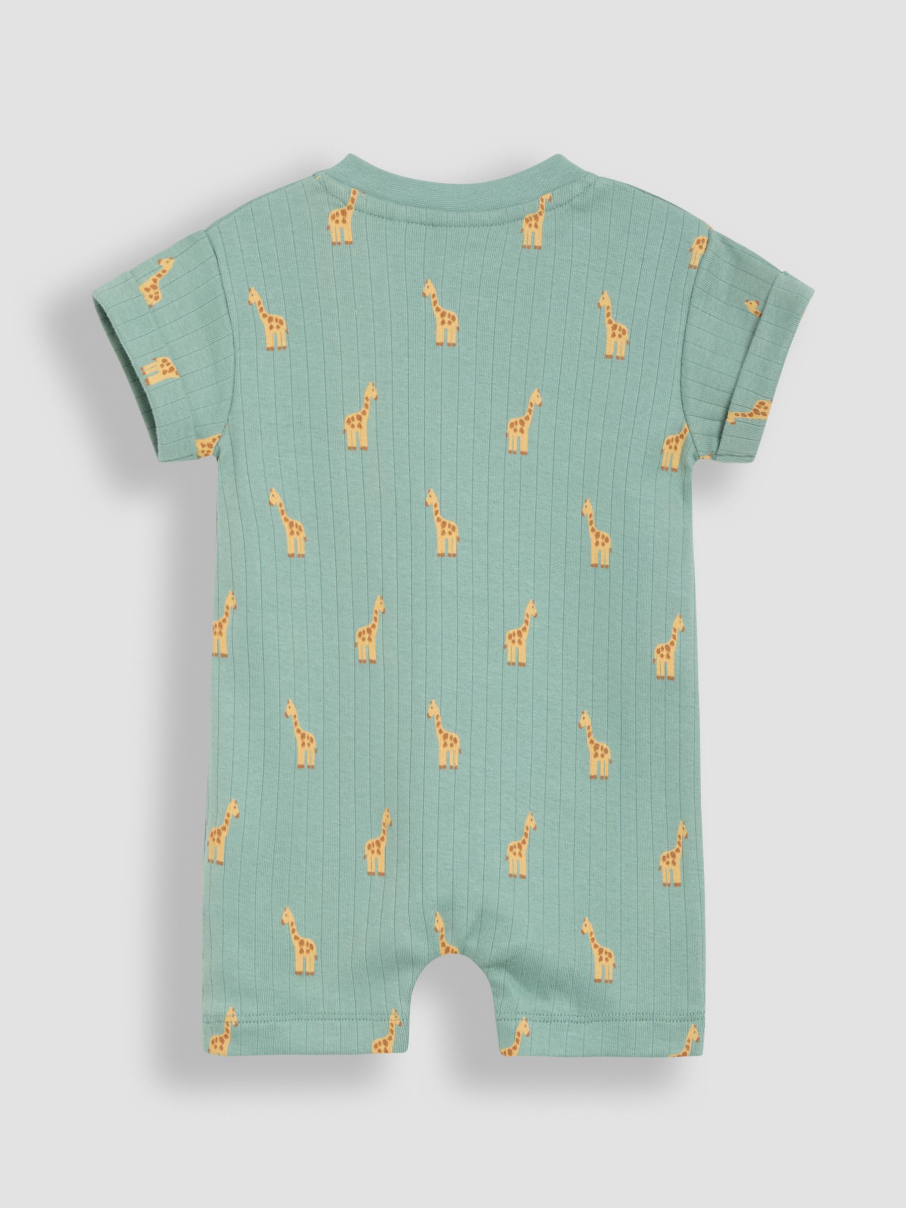Sage Green Giraffe Ribbed 100% Cotton Romper - Image 2 of 3