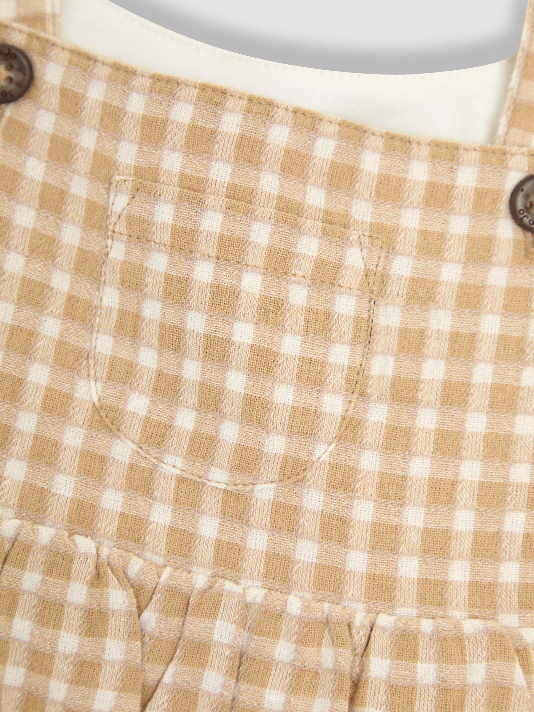 Brown Textured Gingham 100% Cotton Romper Set - Image 9 of 9