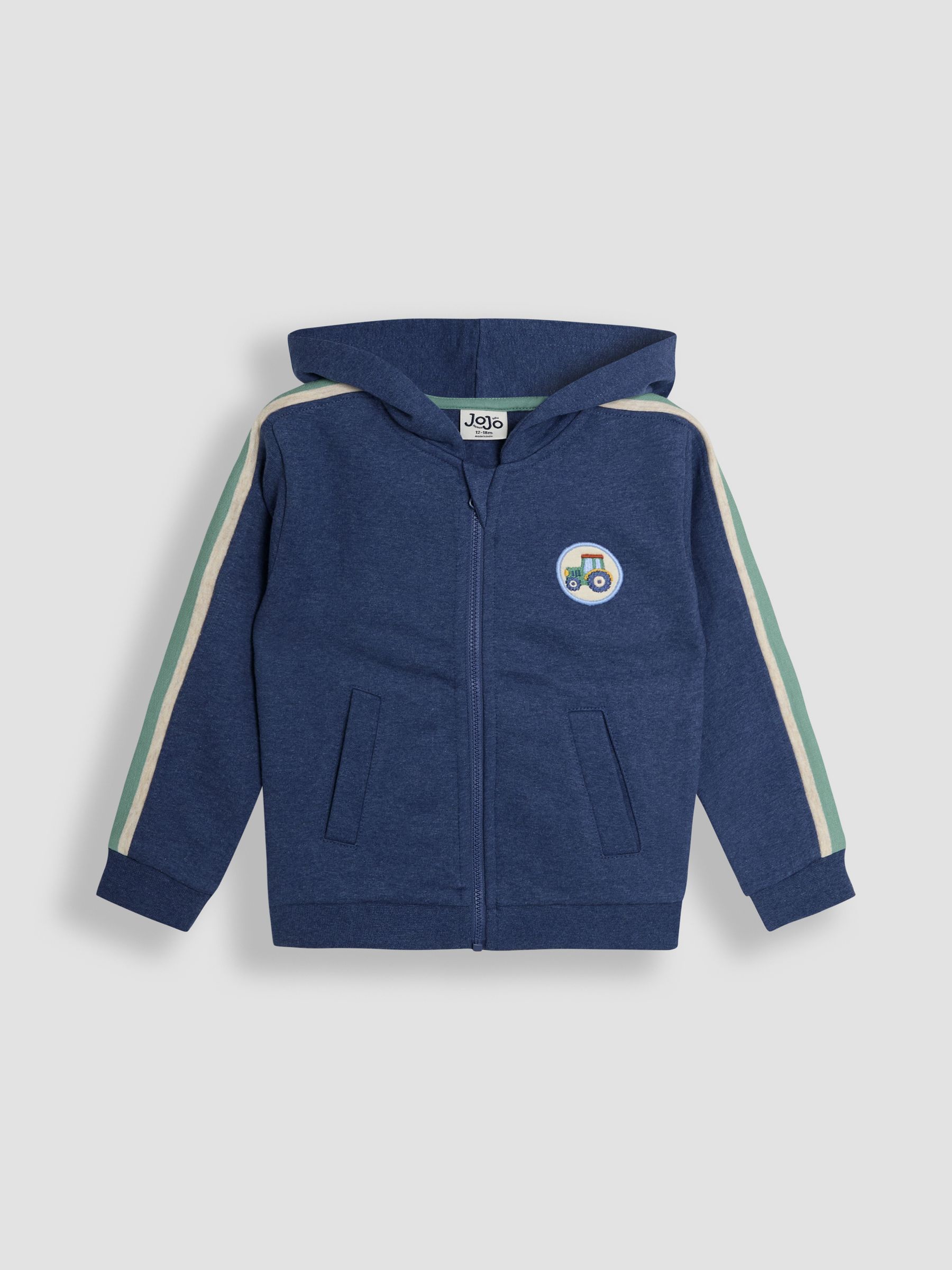 Denim Tractor Badge Zip Up Hoodie - Image 1 of 3