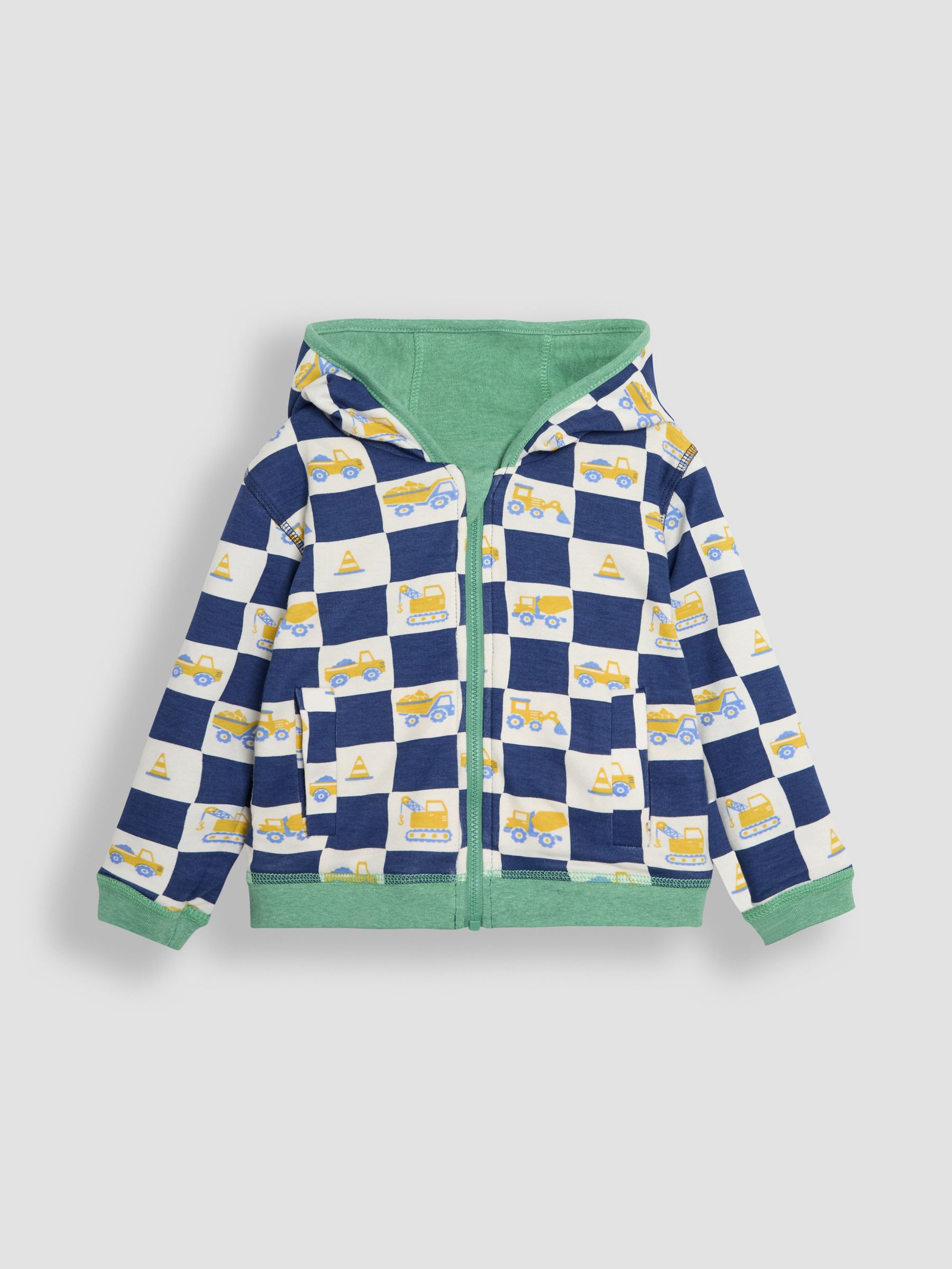 Green Construction Vehicle Appliqué Reversible Hoodie - Image 2 of 8