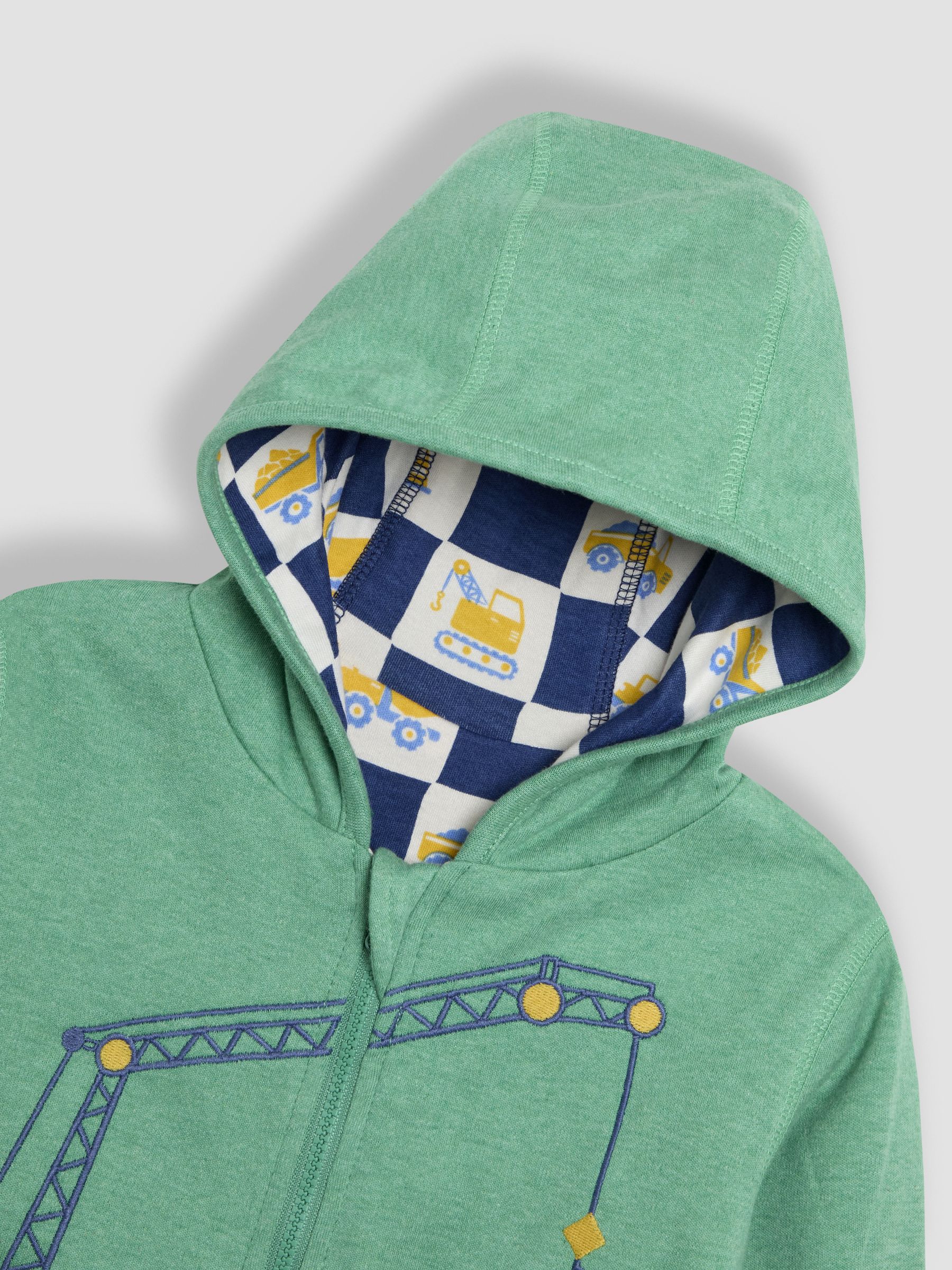 Green Construction Vehicle Appliqué Reversible Hoodie - Image 7 of 8