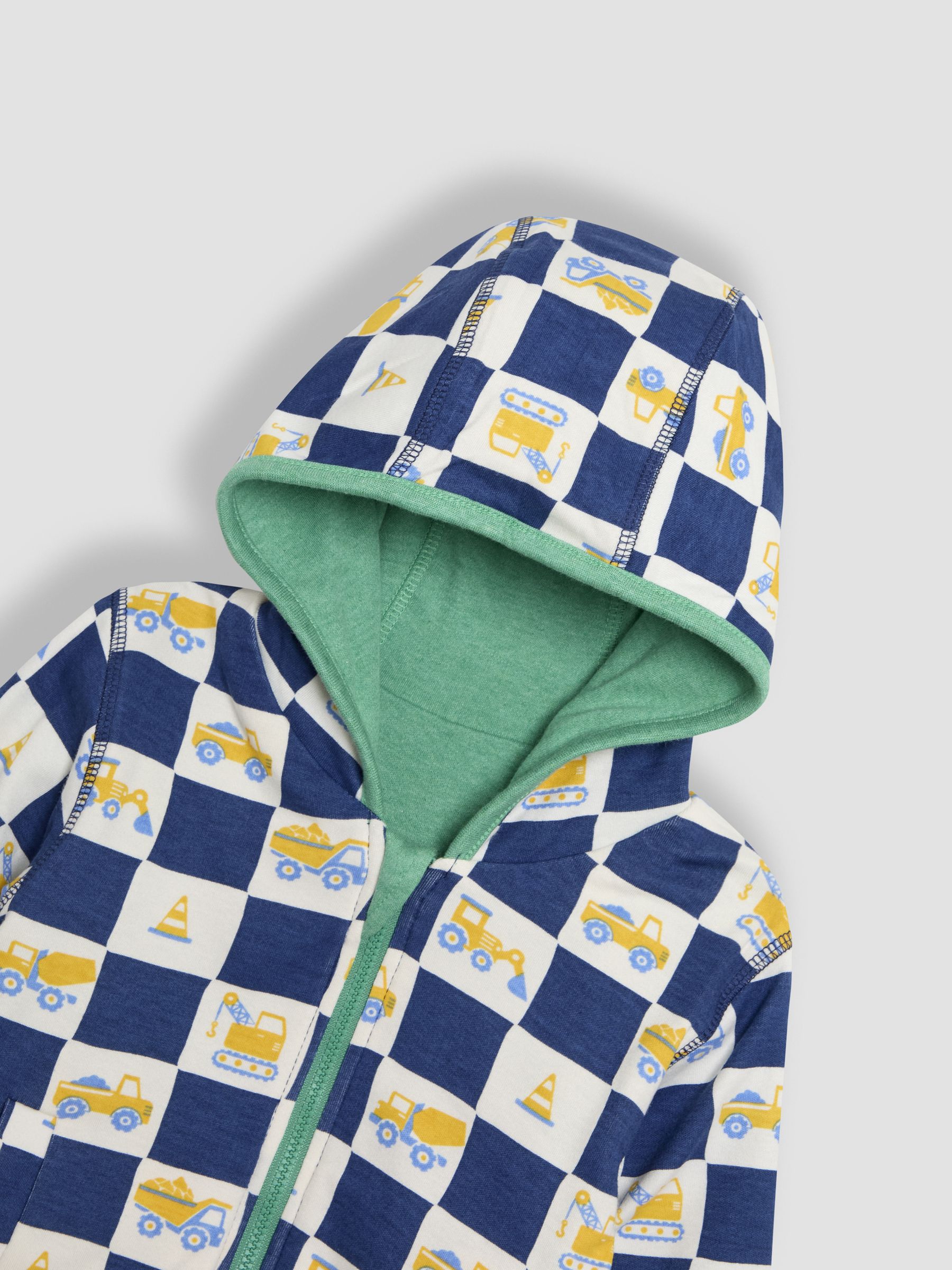 Green Construction Vehicle Appliqué Reversible Hoodie - Image 8 of 8