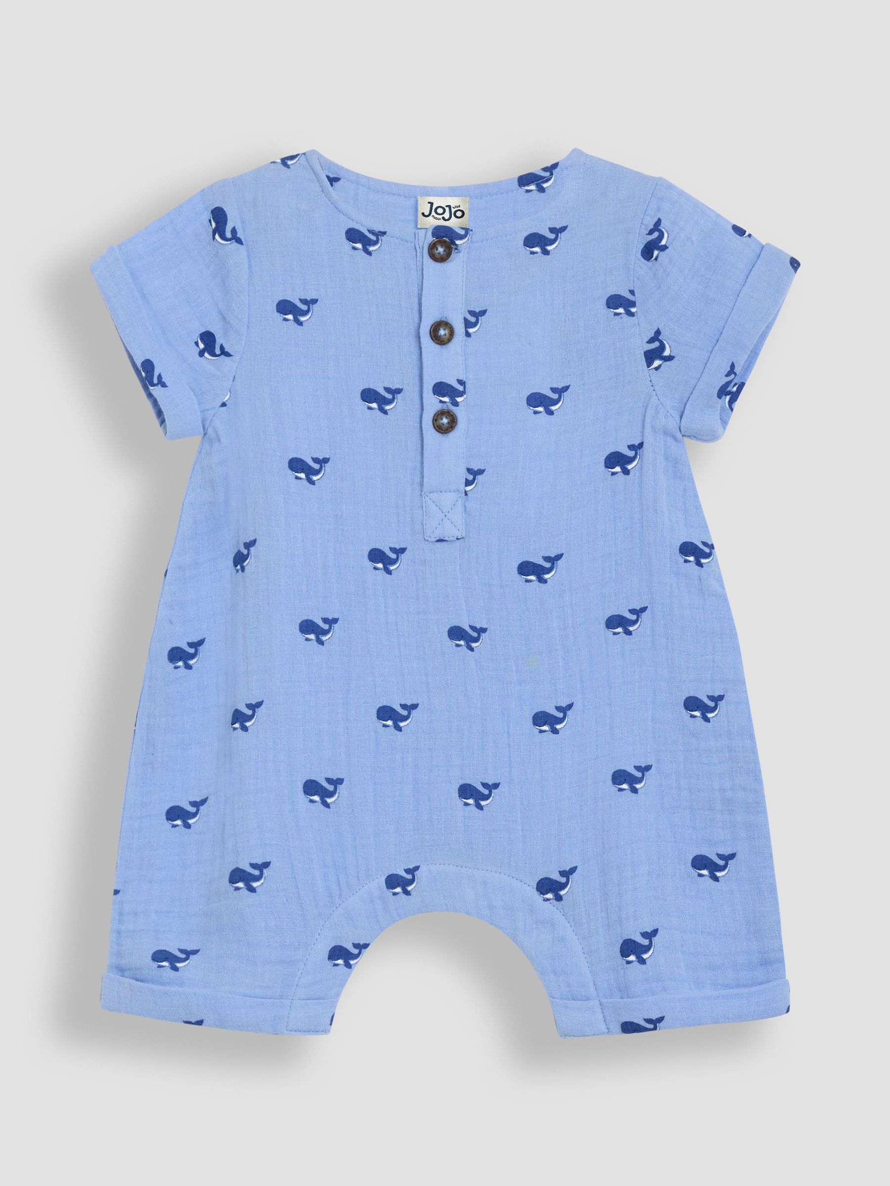 Blue Whale Cheesecloth Button Front Romper - Image 1 of 3
