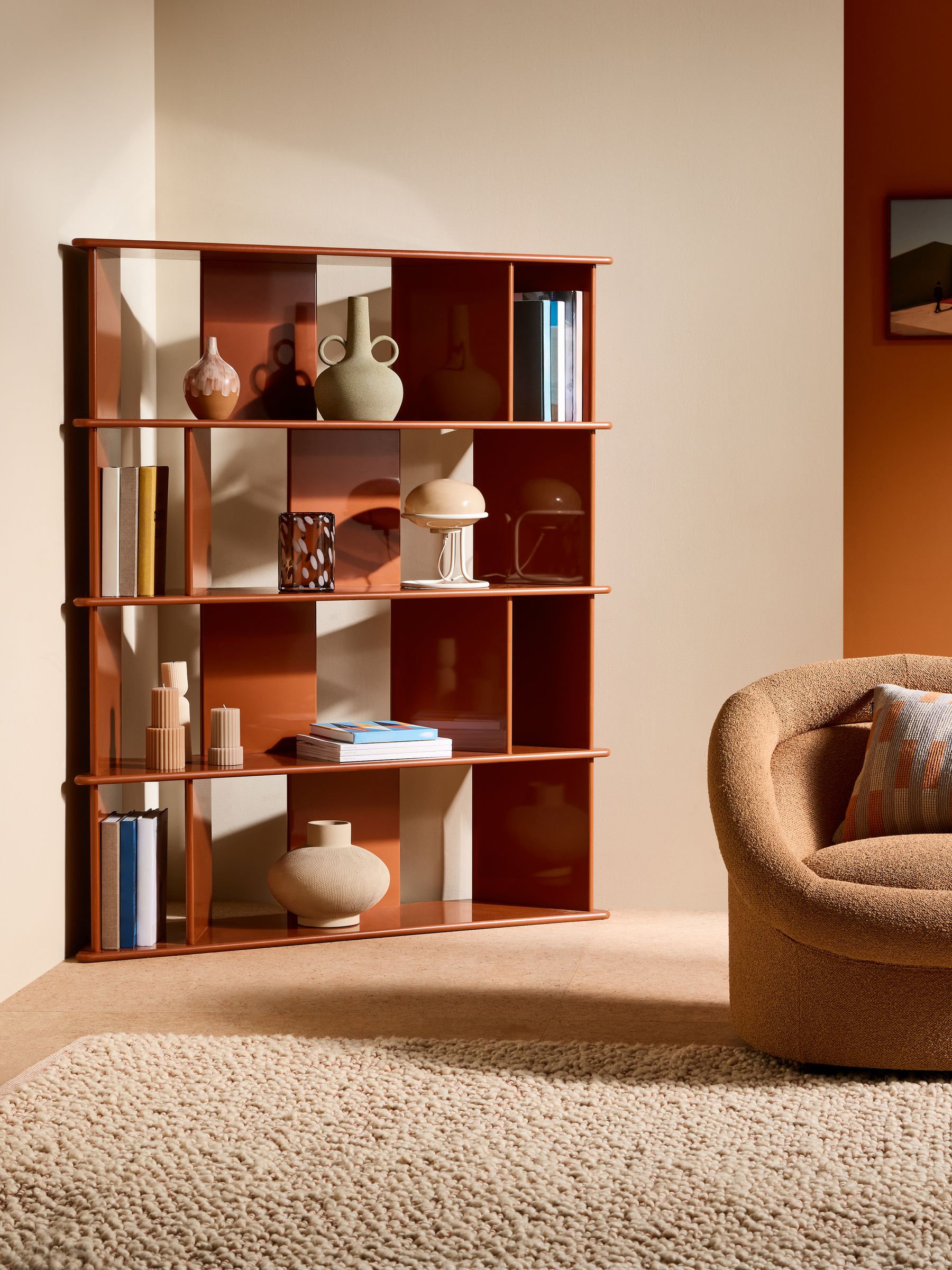 Ingrid Wide Shelving Unit in Rust Orange - Image 1 of 6