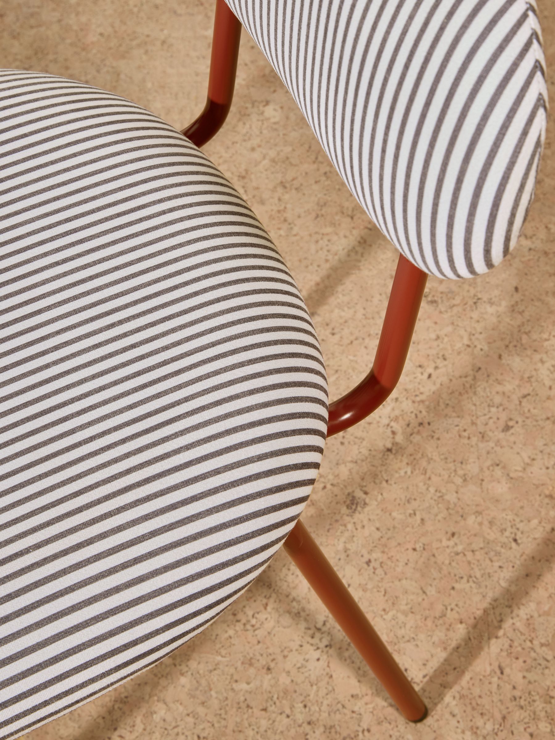 Set of 2 Clemmie Dining Chairs in Fine Stripe Charcoal and Red Legs - Image 3 of 5