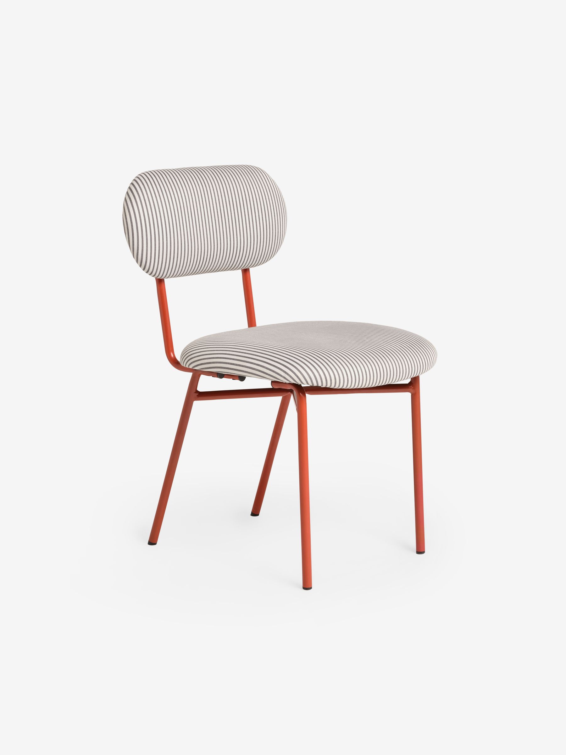 Set of 2 Clemmie Dining Chairs in Fine Stripe Charcoal and Red Legs - Image 4 of 5