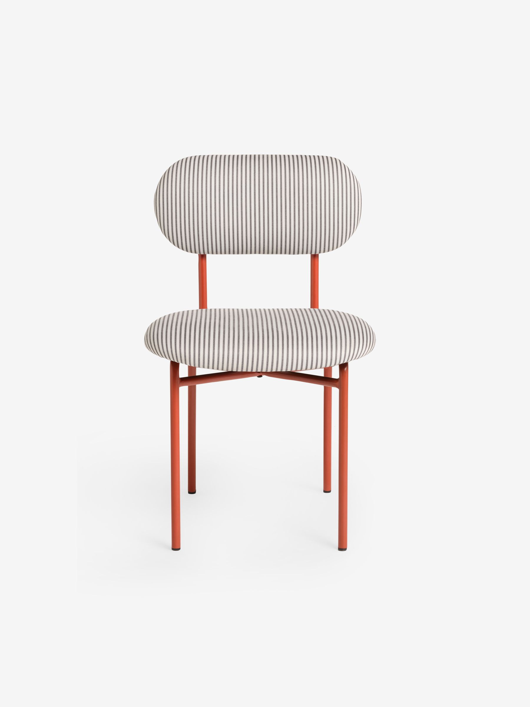 Set of 2 Clemmie Dining Chairs in Fine Stripe Charcoal and Red Legs - Image 5 of 5