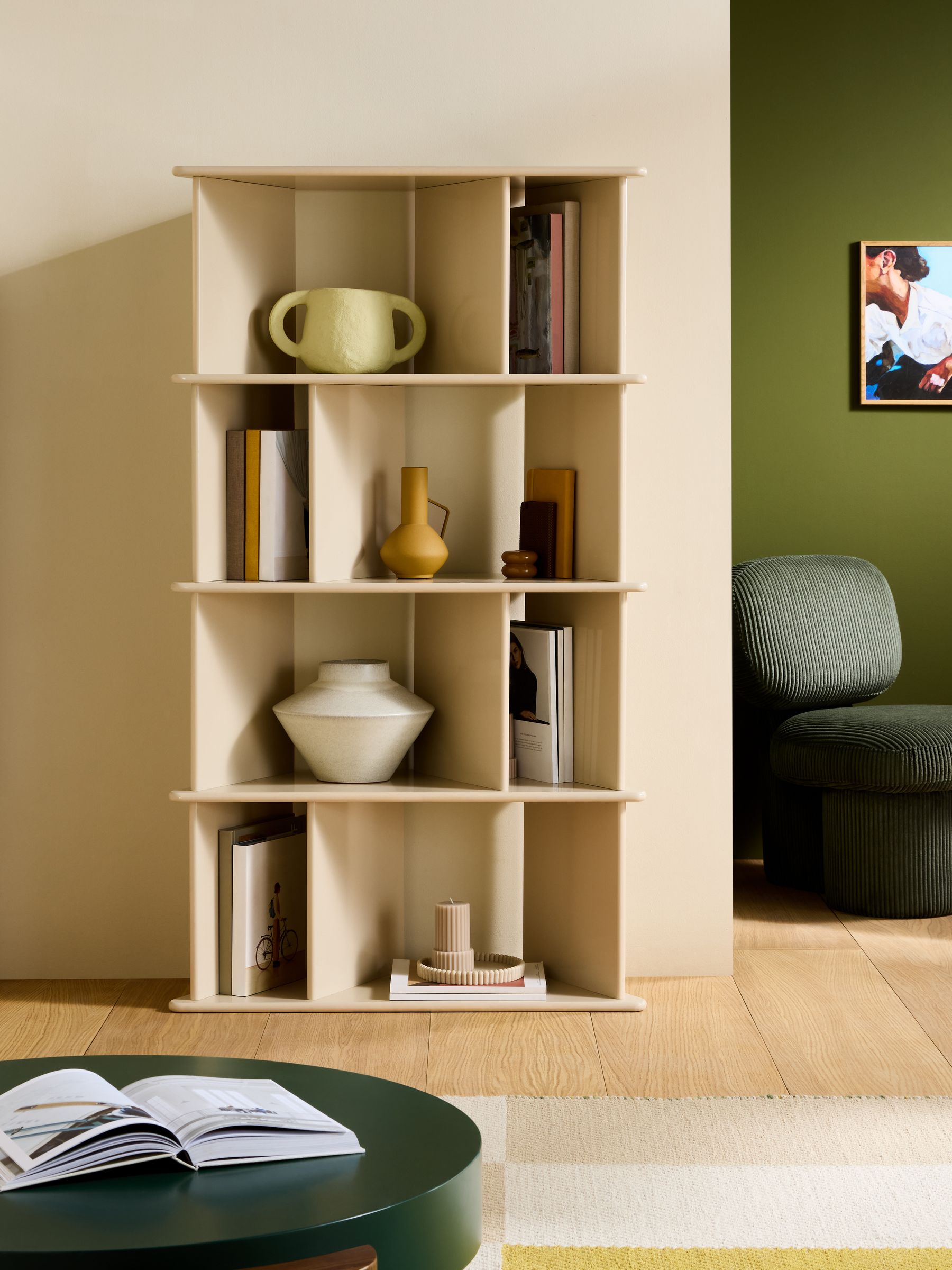 Ingrid Narrow Shelving Unit in Ecru White - Image 1 of 6