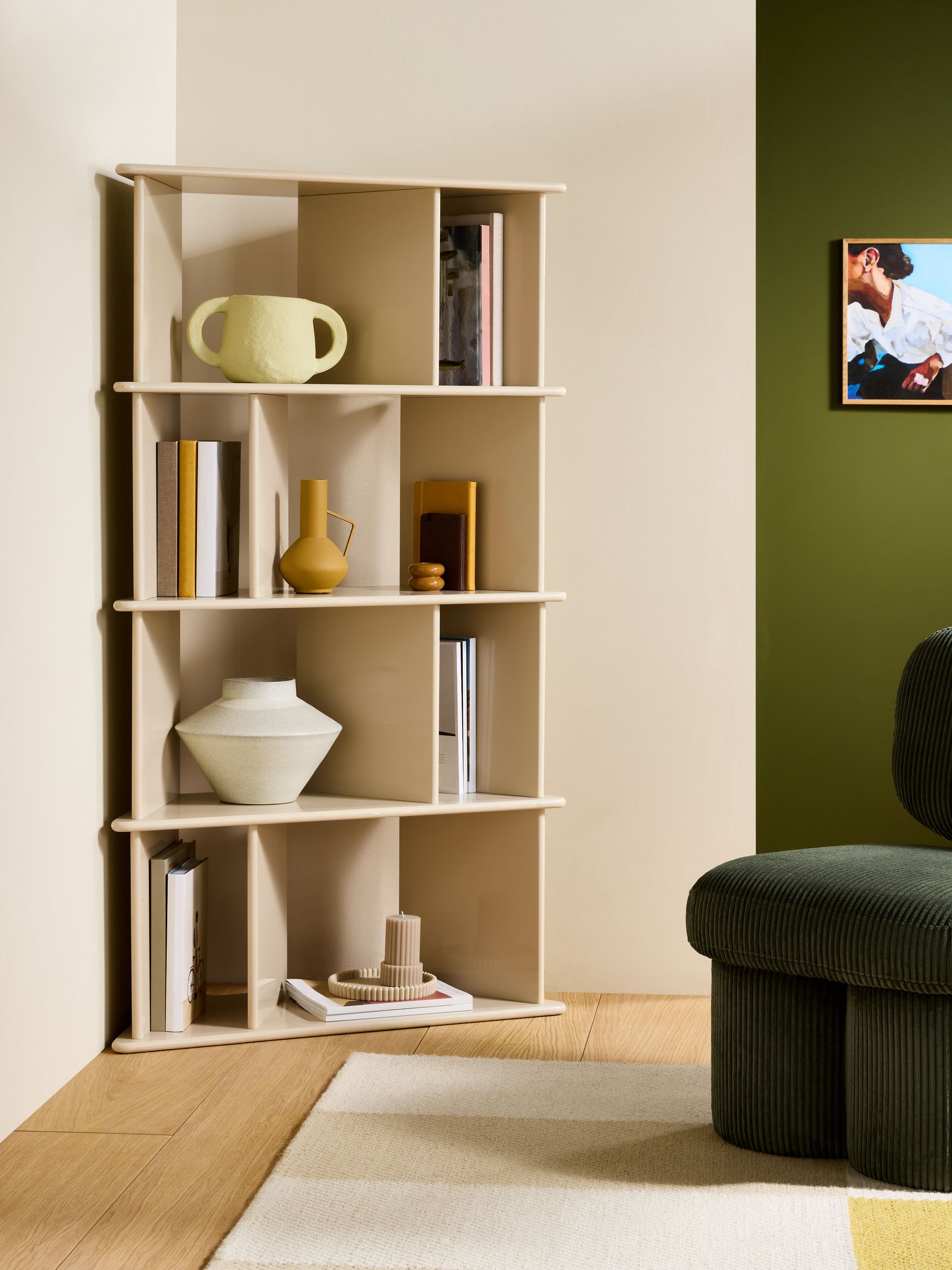 Ingrid Narrow Shelving Unit in Ecru White - Image 2 of 6