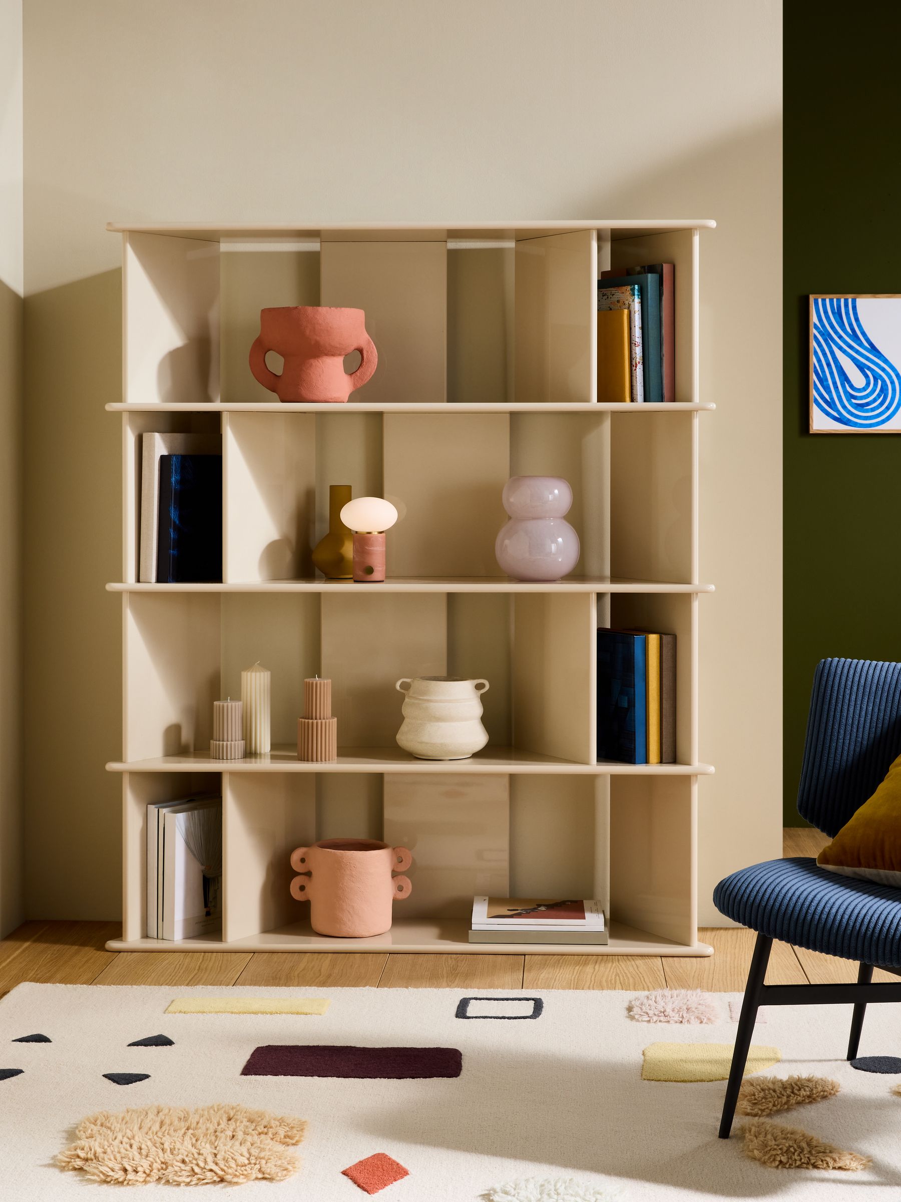 Ingrid Wide Shelving Unit in Ecru White - Image 1 of 6 Ingrid Wide Shelving Unit in Ecru White - Image 1 of 6