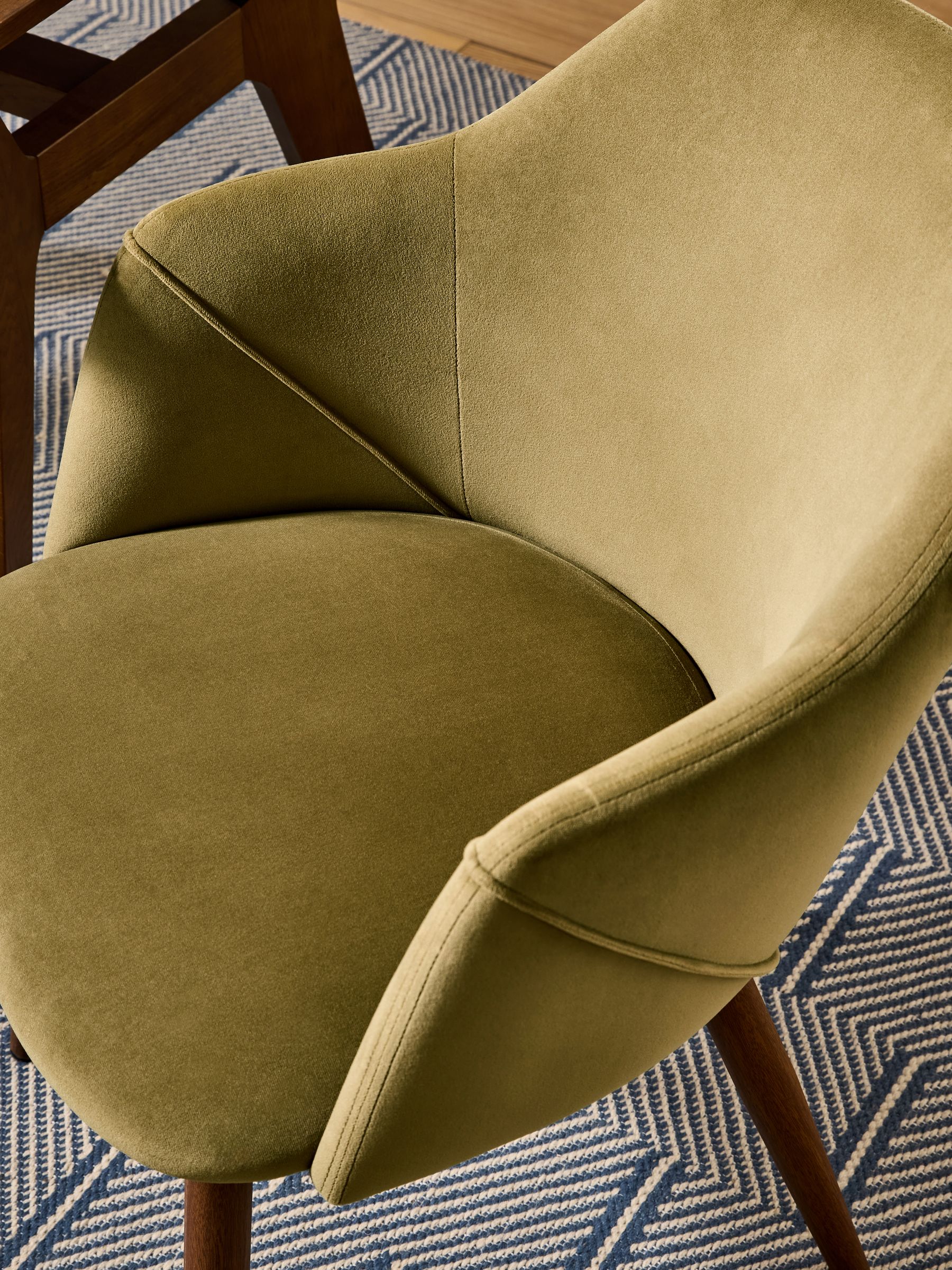 Set of 2 Fern Green Velvet and Dark Legs Lule Arm Dining Chairs - Image 2 of 5