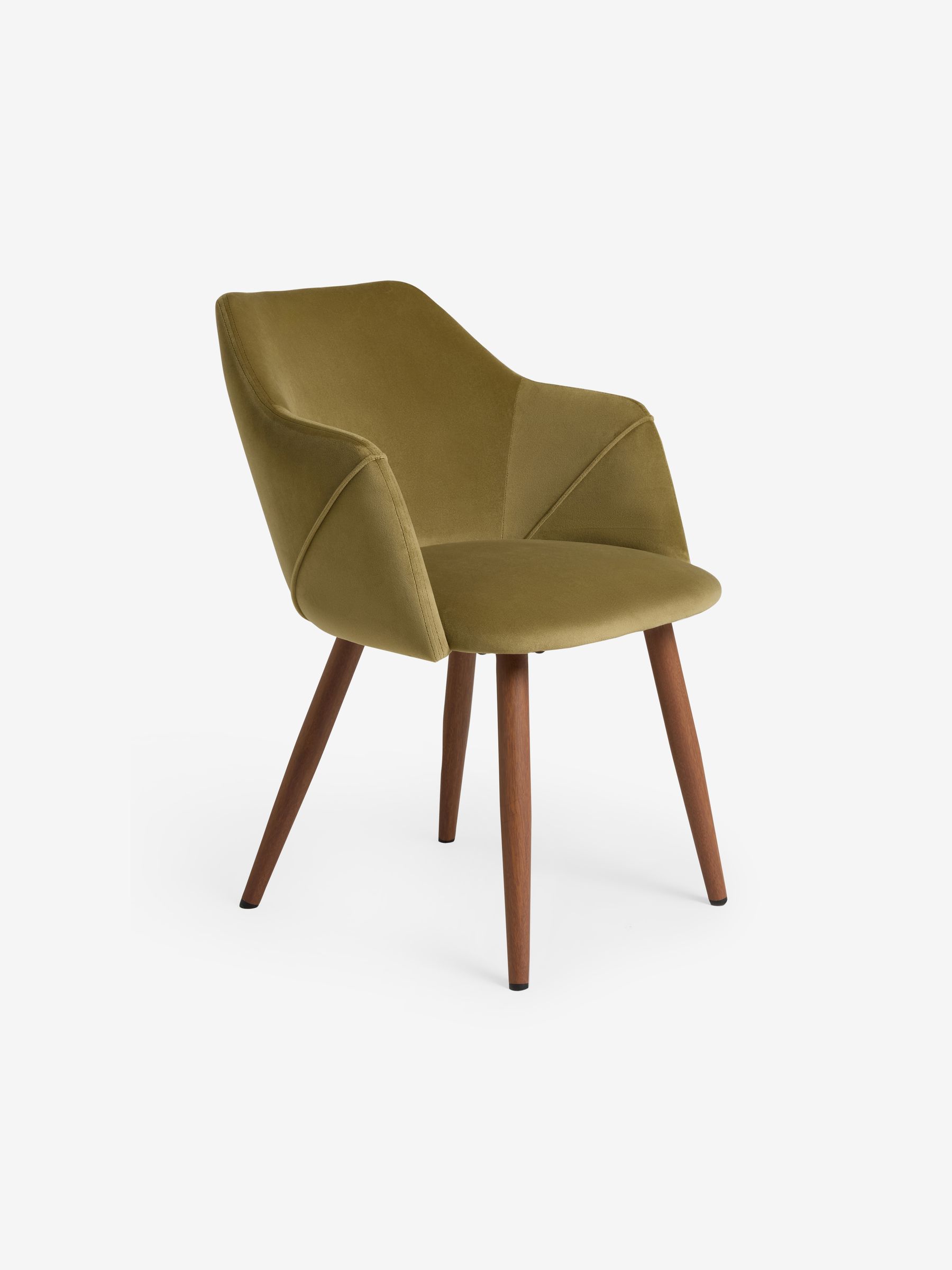 Set of 2 Fern Green Velvet and Dark Legs Lule Arm Dining Chairs - Image 4 of 5