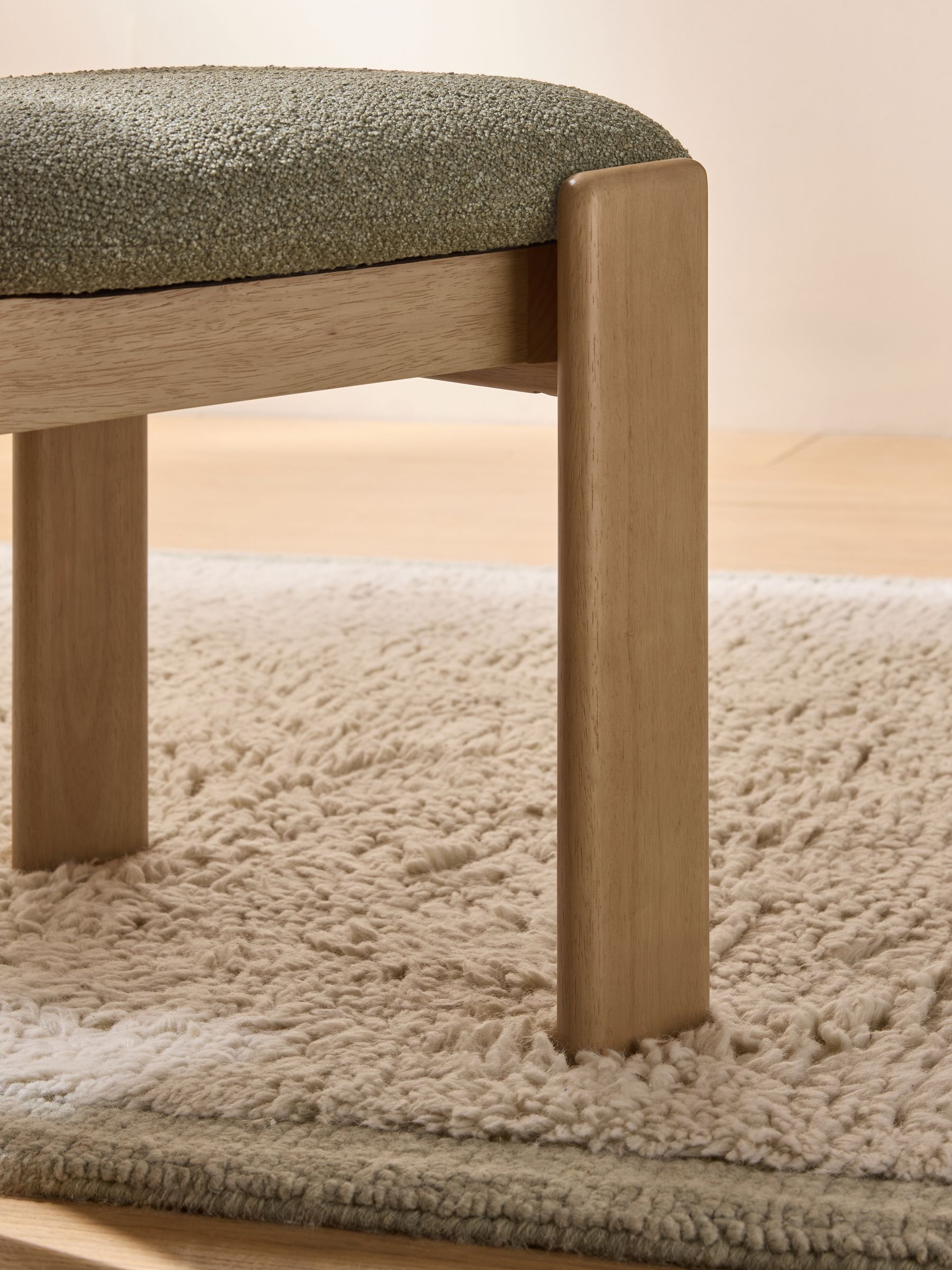 Set of 2 Colton Dark Stain Dining Chairs in Green Boucle - Image 2 of 5