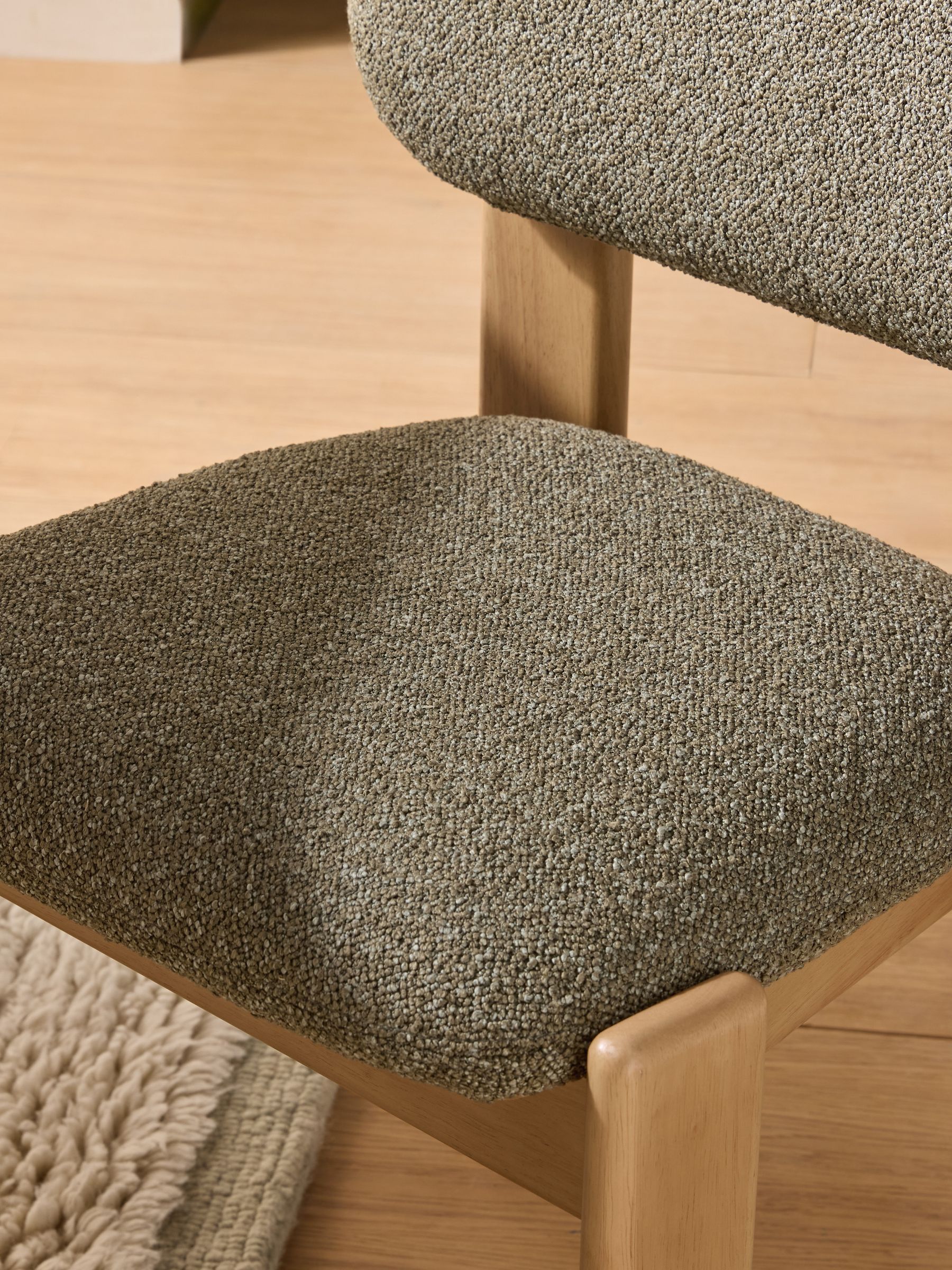 Set of 2 Colton Dark Stain Dining Chairs in Green Boucle - Image 3 of 5