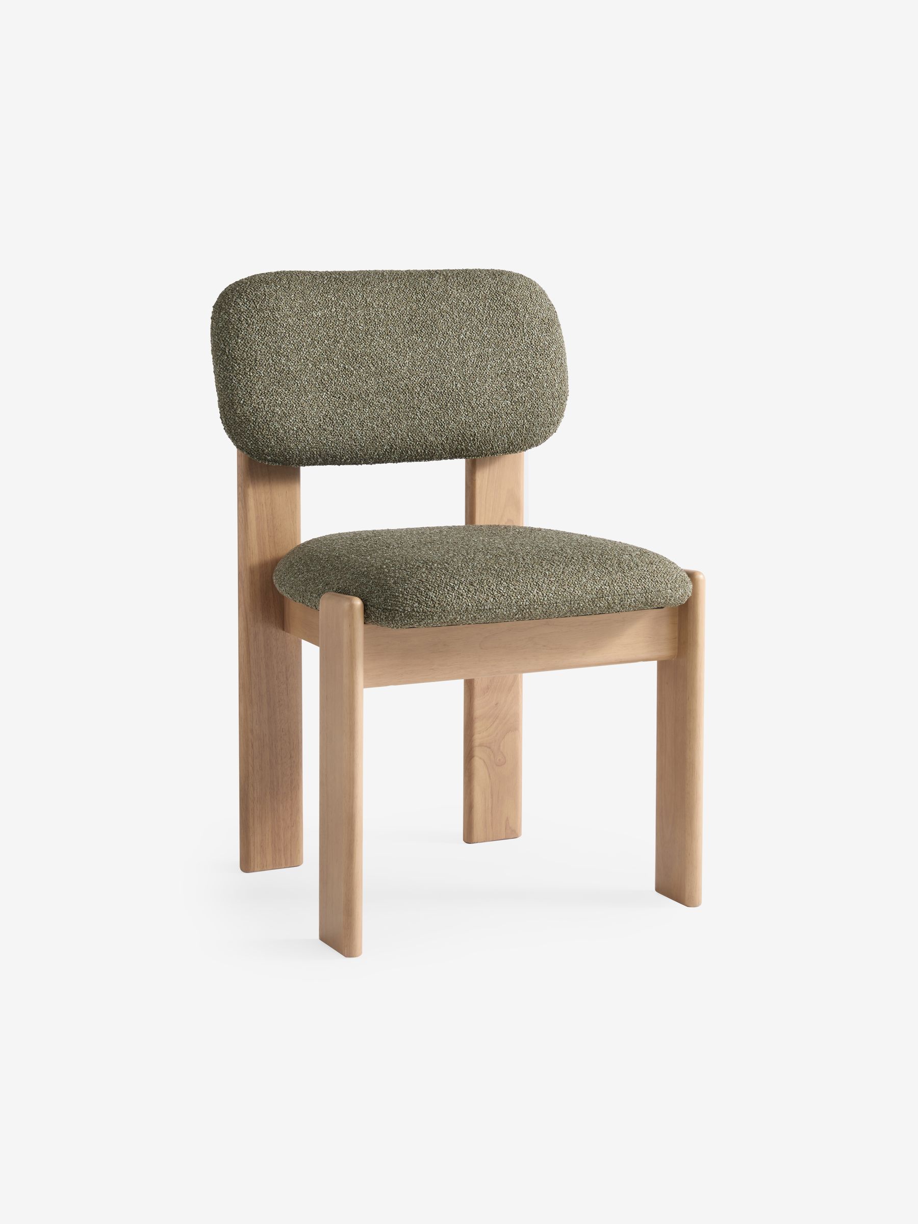 Set of 2 Colton Dark Stain Dining Chairs in Green Boucle - Image 4 of 5