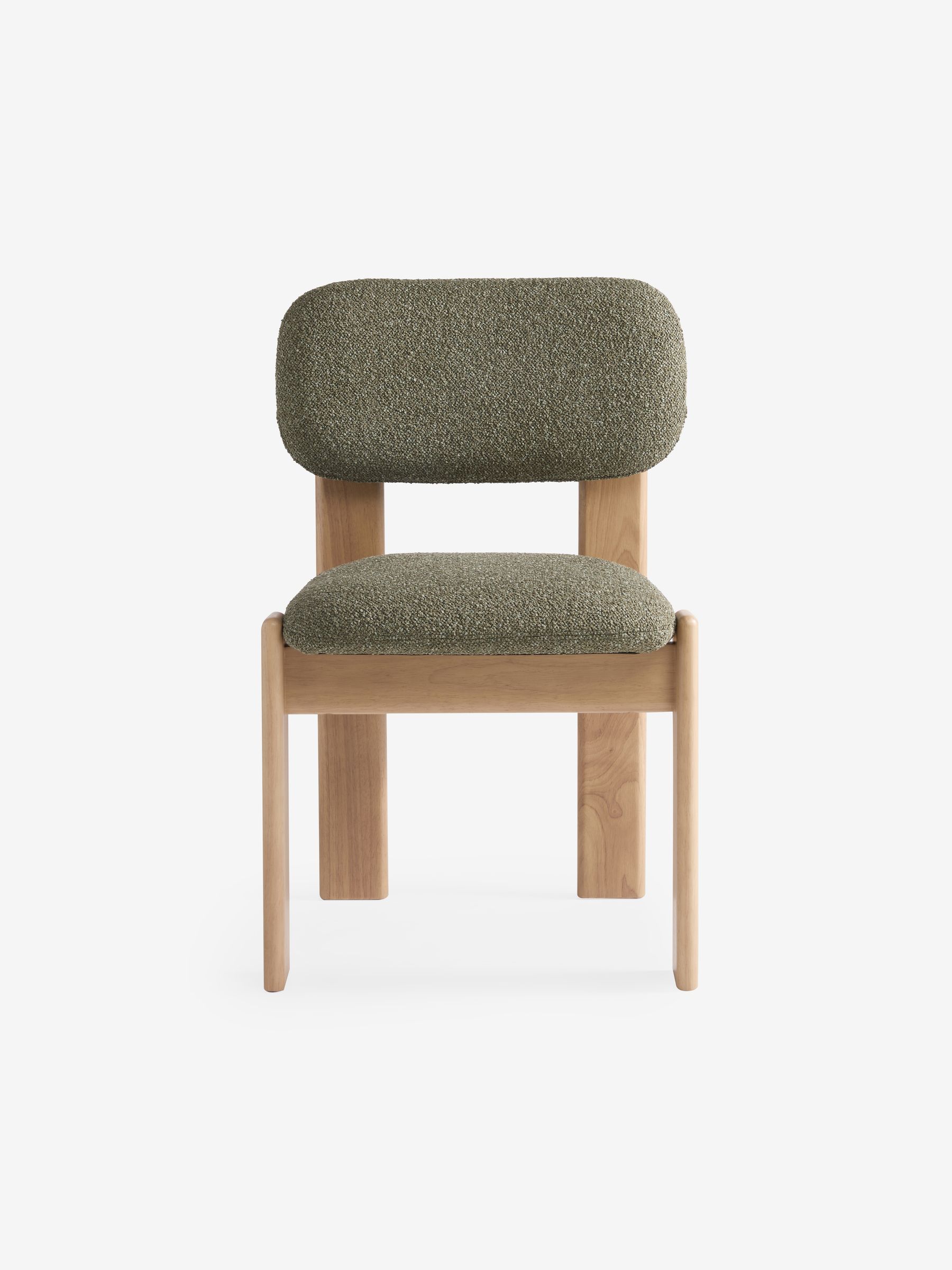 Set of 2 Colton Dark Stain Dining Chairs in Green Boucle - Image 5 of 5