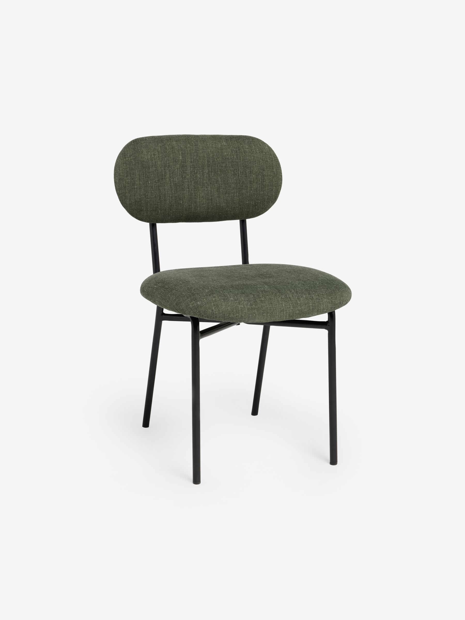 Set of 2 Clemmie Dining Chairs in Hunter Green Soft Weave and Black Legs - Image 4 of 5