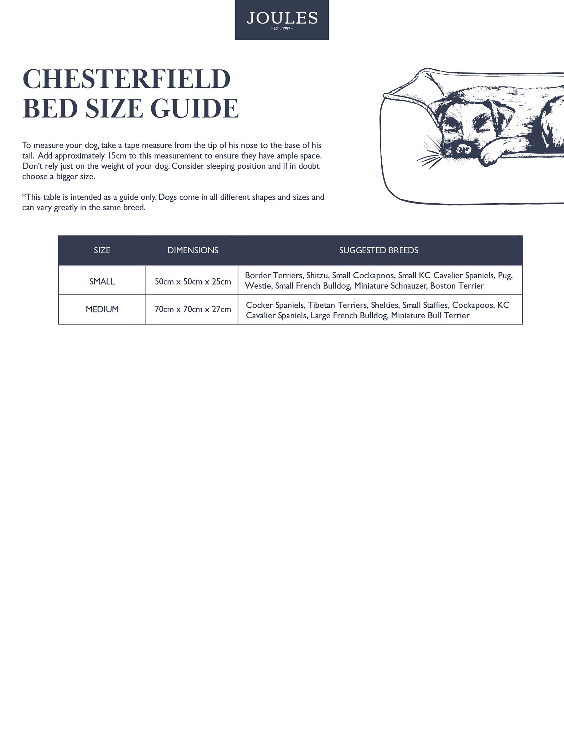 Chesterfield Navy Dog Bed Joules