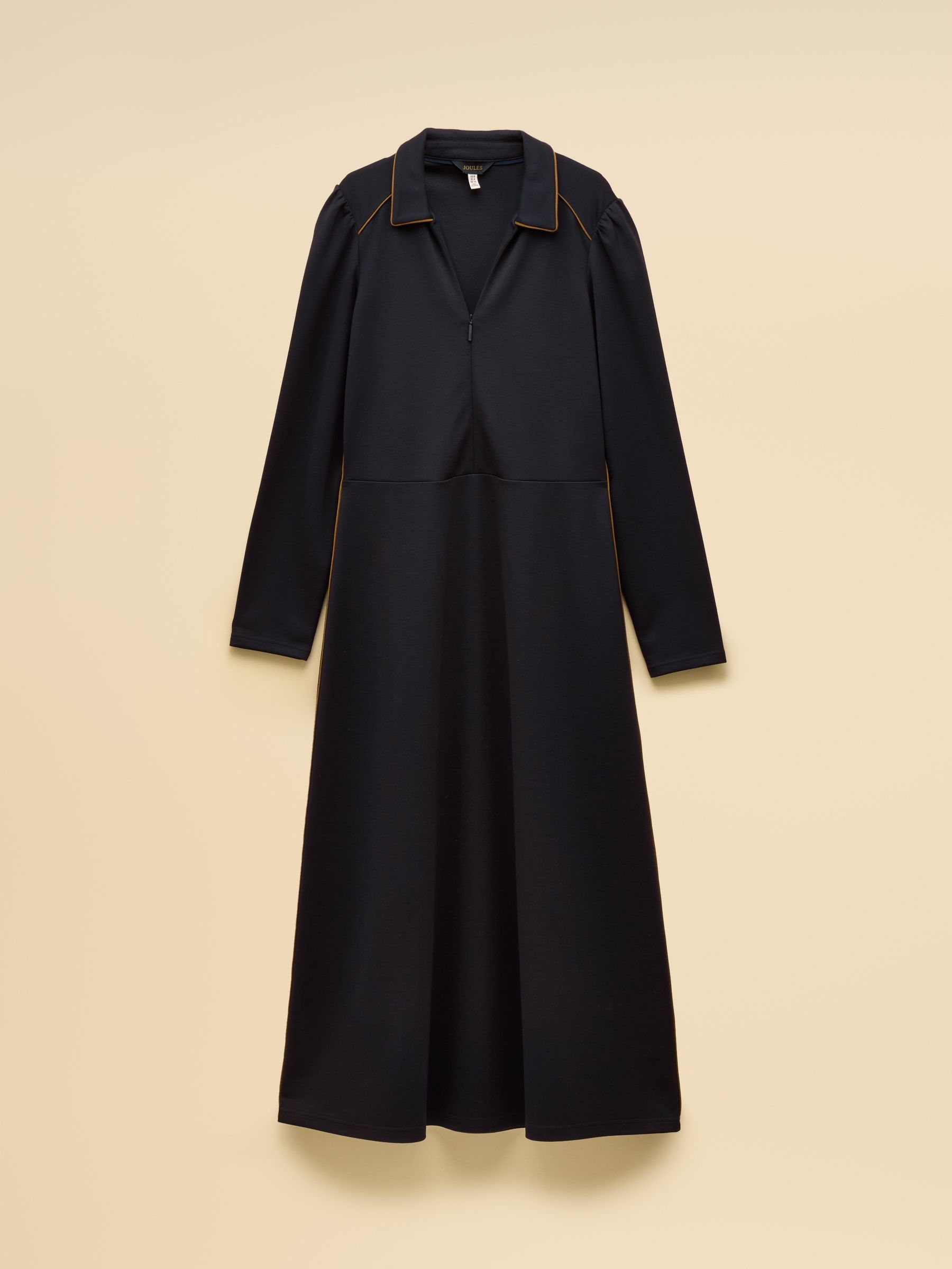 Philipa Navy Ponte Zip Front Long Sleeve Dress with Collar - Image 7 of 7