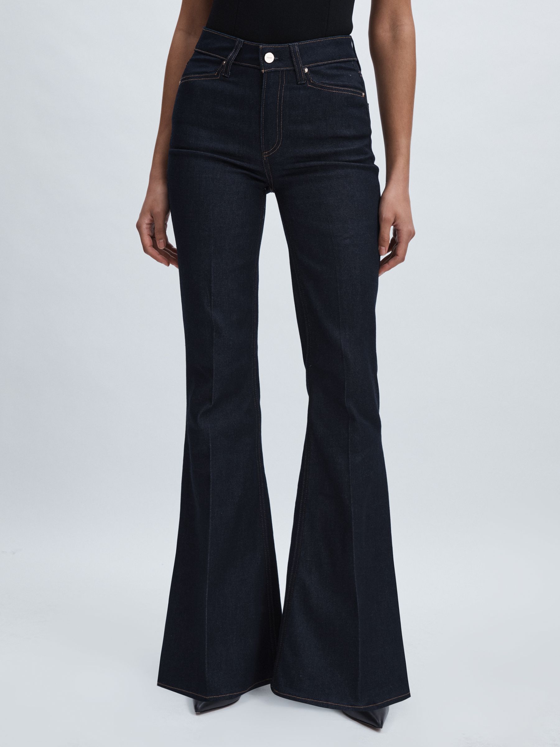 Paige Angled-Waist Flared Jeans in Kira Blue - Image 3 of 8