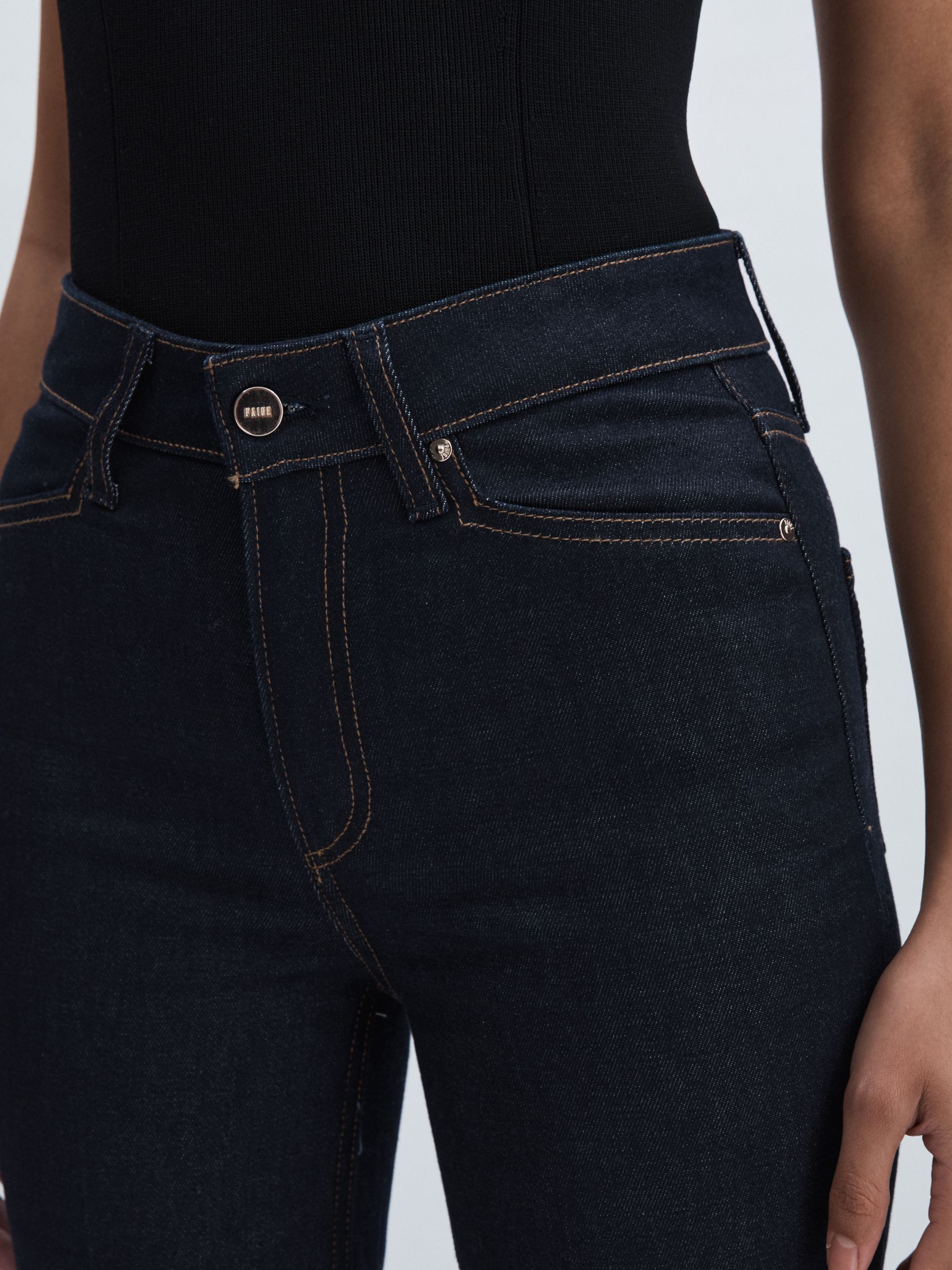 Paige Angled-Waist Flared Jeans in Kira Blue - Image 5 of 8