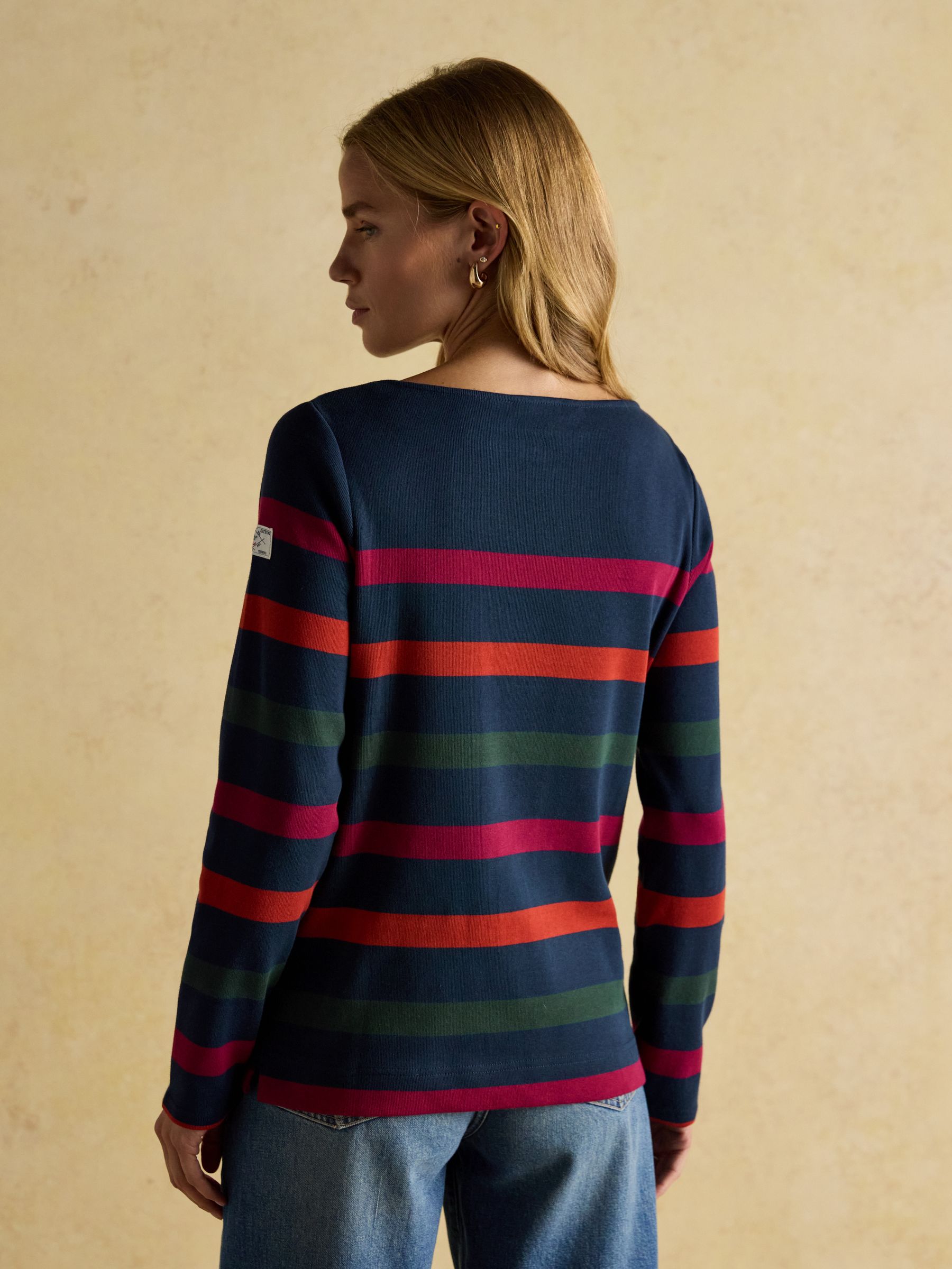 Harbour Navy Boat Neck 100% Cotton Breton Top - Image 2 of 9