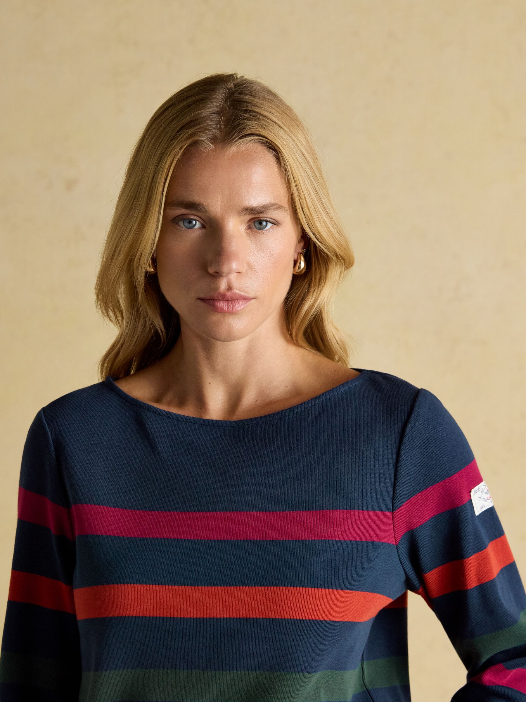 Harbour Navy Boat Neck 100% Cotton Breton Top - Image 4 of 9