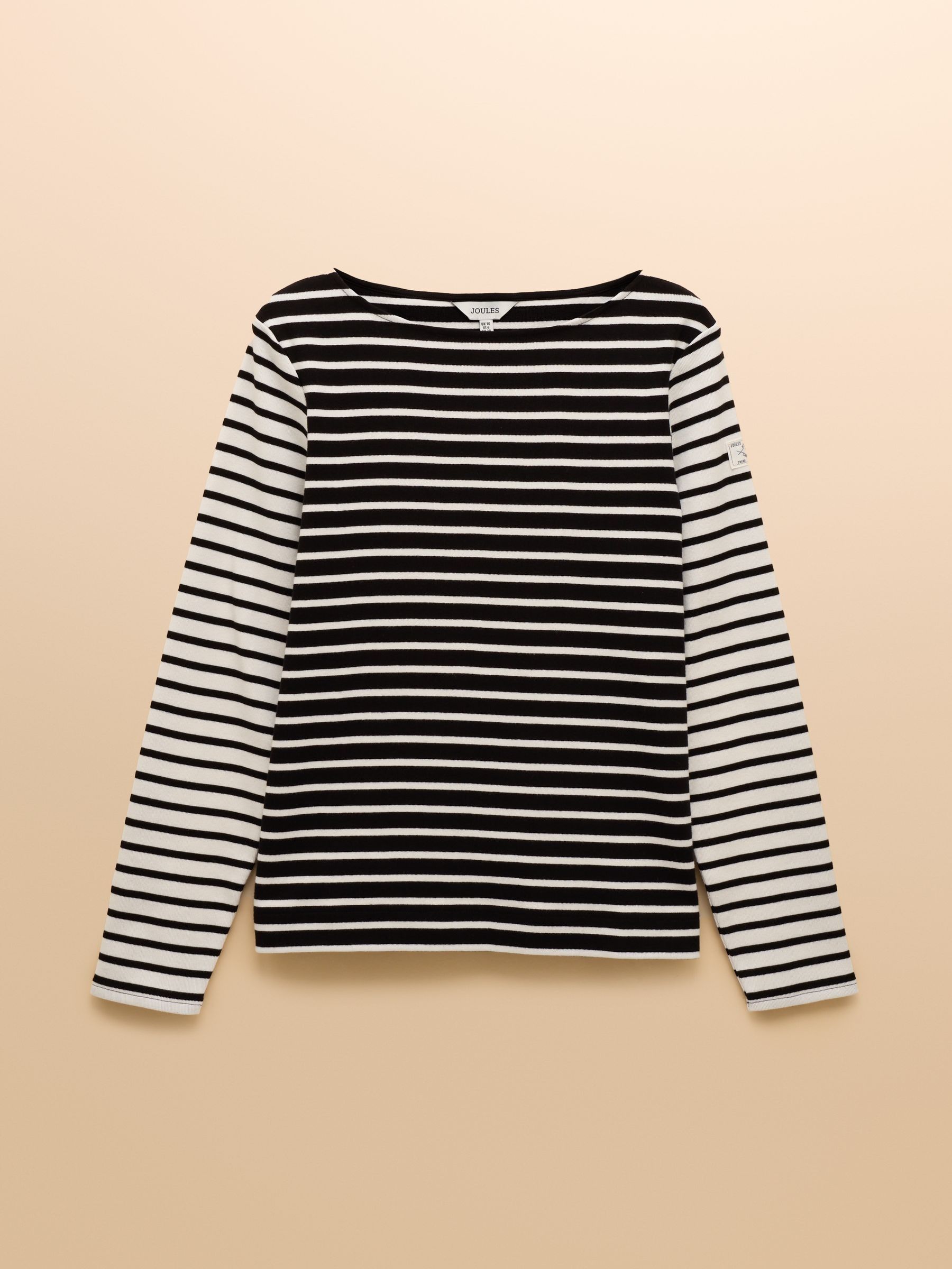 Harbour Black/Cream Boat Neck Long Sleeve Breton Stripe Top - Image 8 of 8