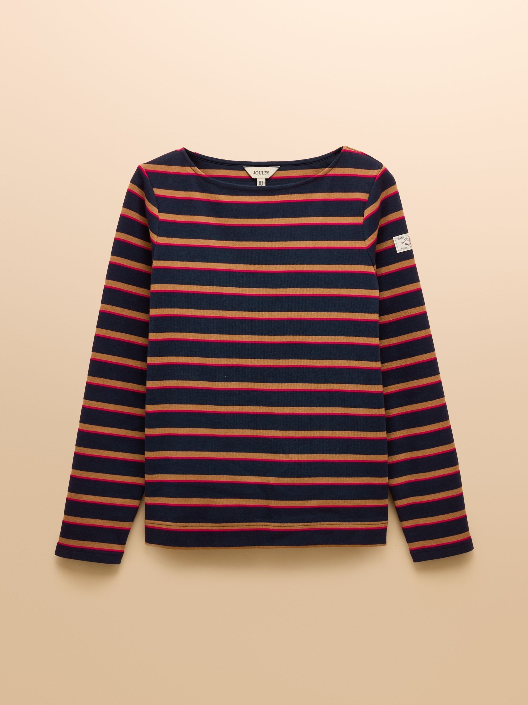 Harbour Tan/Navy Boat Neck Long Sleeve Breton Stripe Top - Image 7 of 7