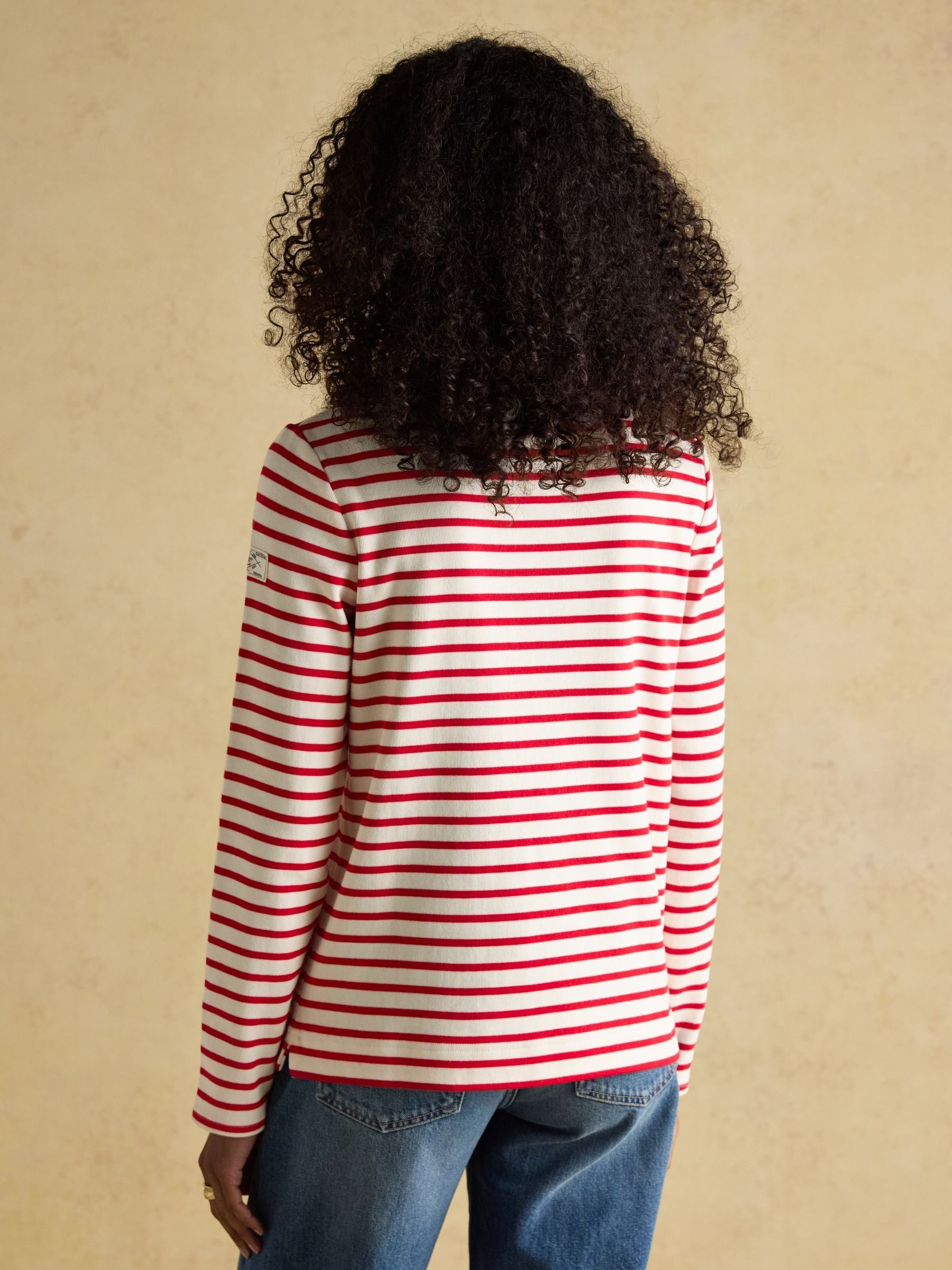 Harbour Cream/Red Boat Neck Long Sleeve Breton Stripe Top - Image 2 of 8 Harbour Cream/Red Boat Neck Long Sleeve Breton Stripe Top - Image 2 of 8