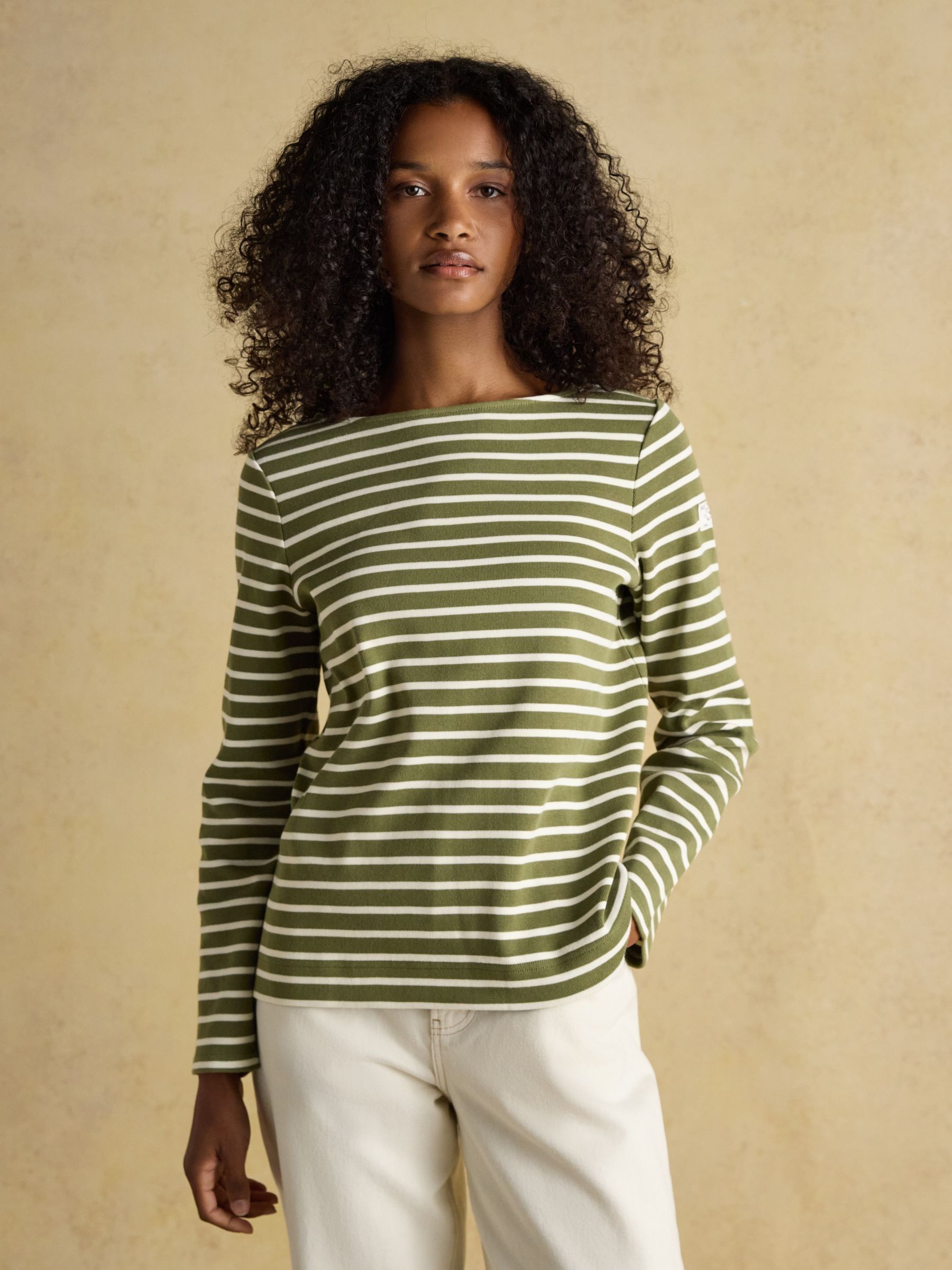 Harbour Green Boat Neck Long Sleeve Breton Stripe Top - Image 1 of 7 Harbour Green Boat Neck Long Sleeve Breton Stripe Top - Image 1 of 7