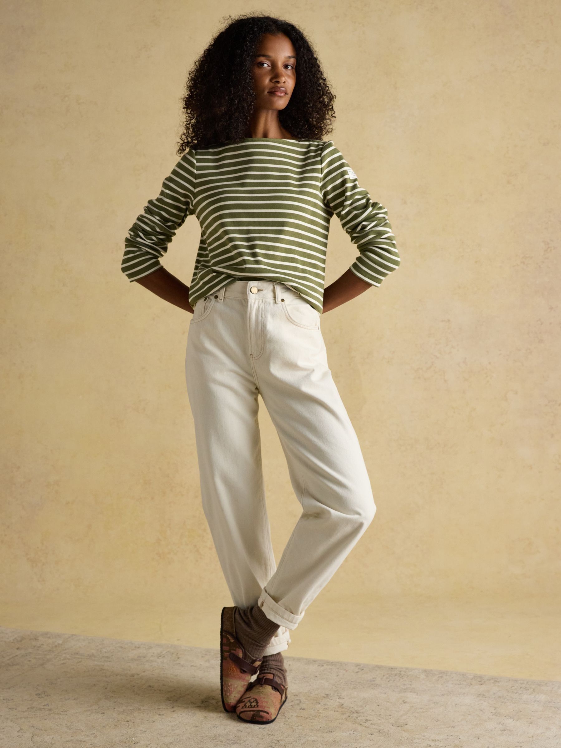 Harbour Green Boat Neck Long Sleeve Breton Stripe Top - Image 6 of 7