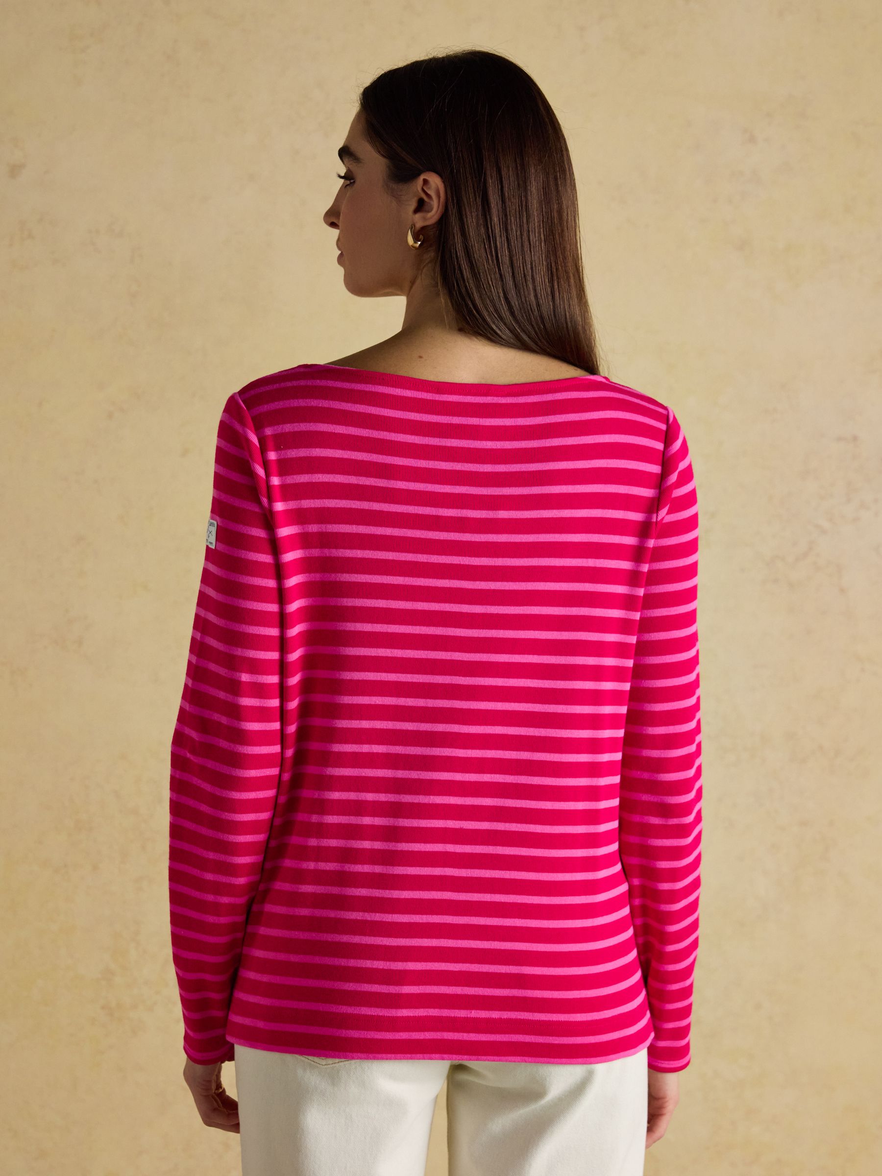 Harbour Red/Pink Boat Neck Long Sleeve Breton Stripe Top - Image 2 of 7