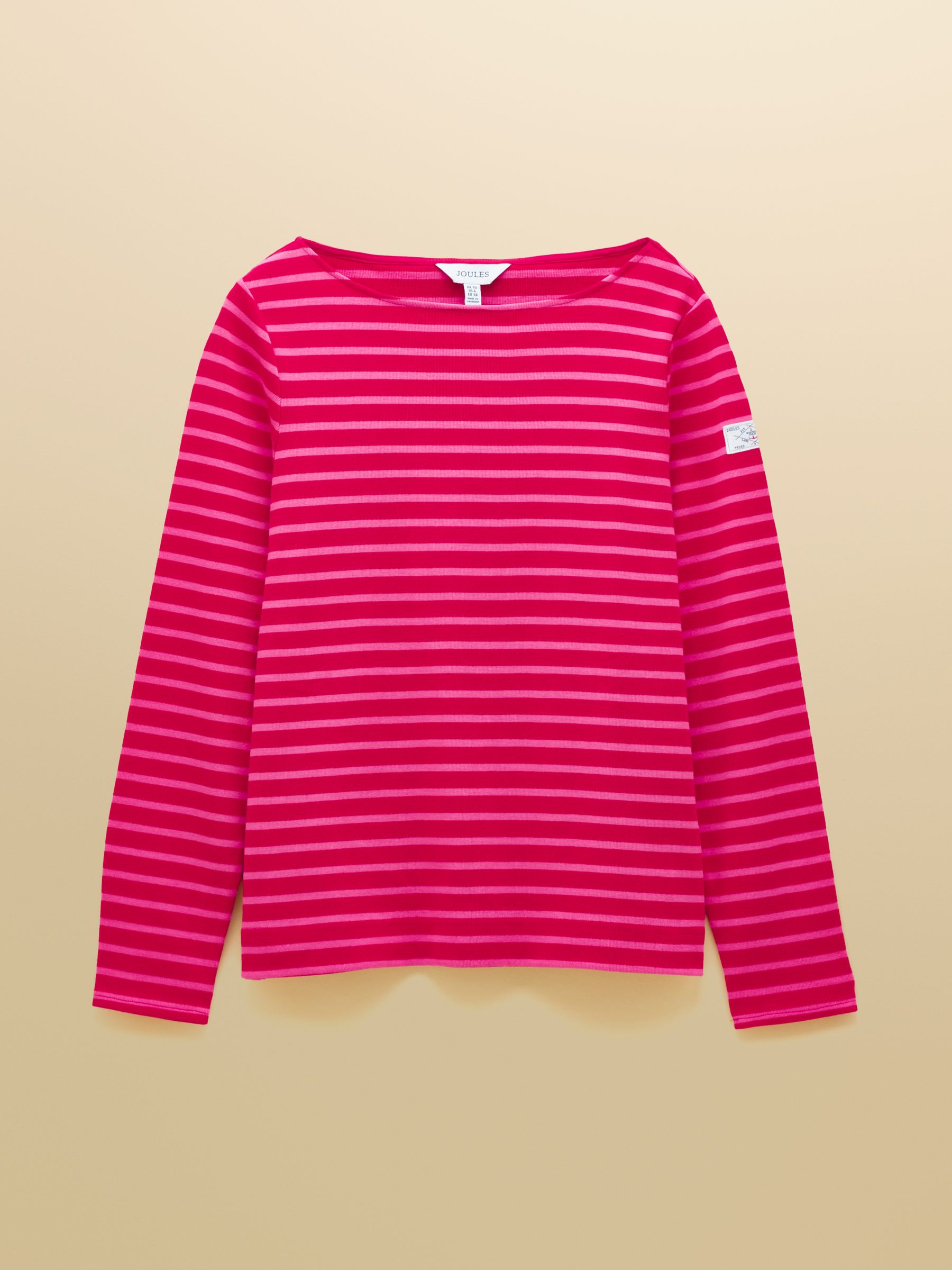 Harbour Red/Pink Boat Neck Long Sleeve Breton Stripe Top - Image 7 of 7