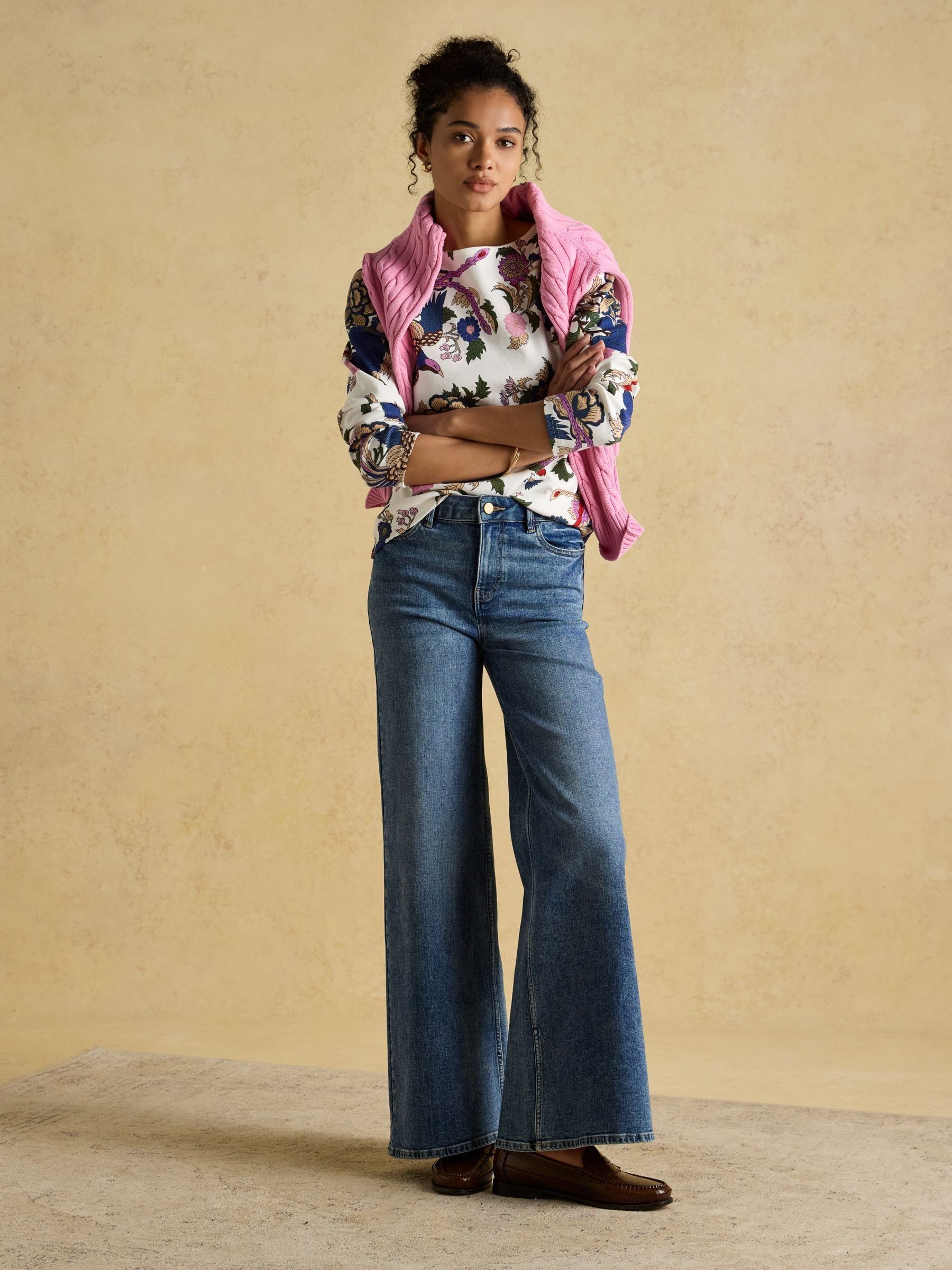 Harbour Cream Bird Floral Boat Neck Printed Top - Image 3 of 7