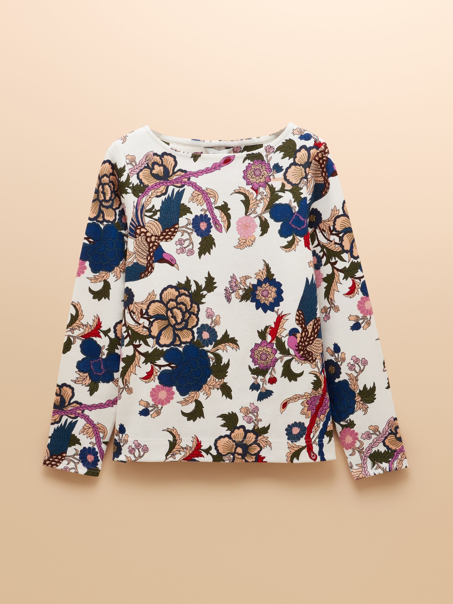 Harbour Cream Bird Floral Boat Neck Printed Top - Image 7 of 7