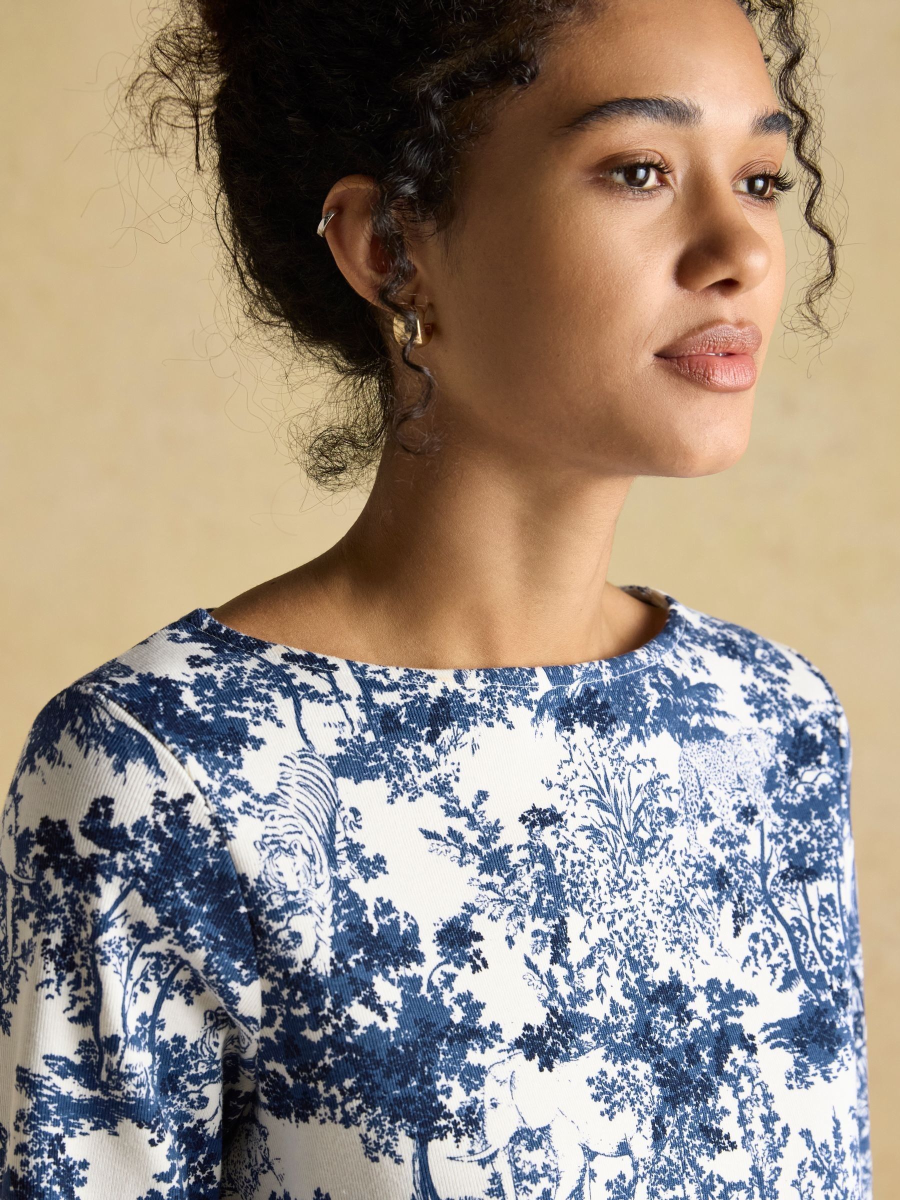 Harbour Navy Toile de Jouy Boat Neck Printed Top - Image 5 of 7