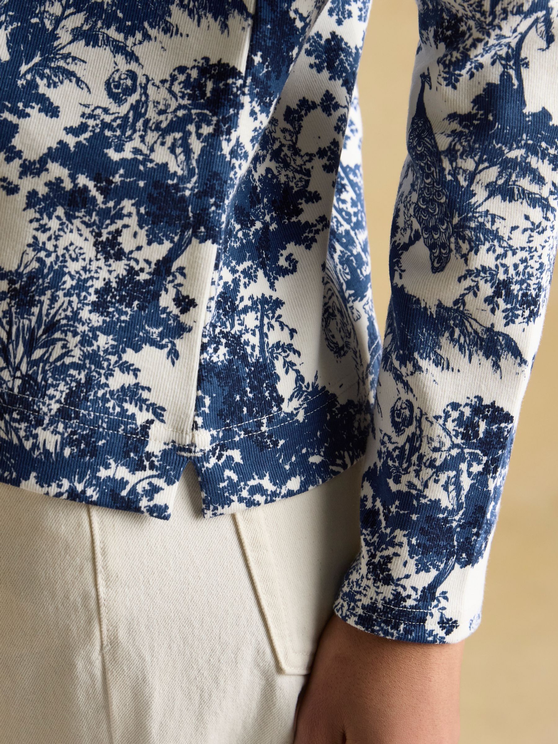 Harbour Navy Toile de Jouy Boat Neck Printed Top - Image 6 of 7